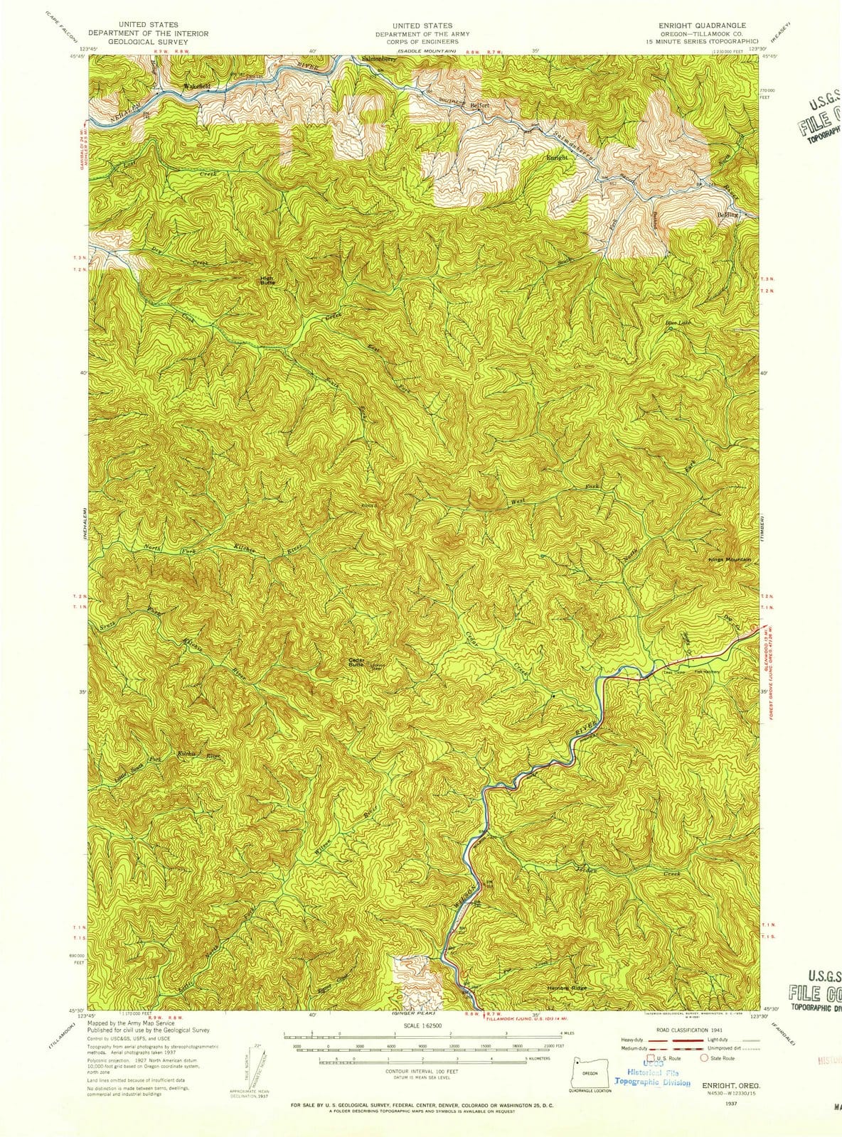 1937 Enright, OR - Oregon - USGS Topographic Map