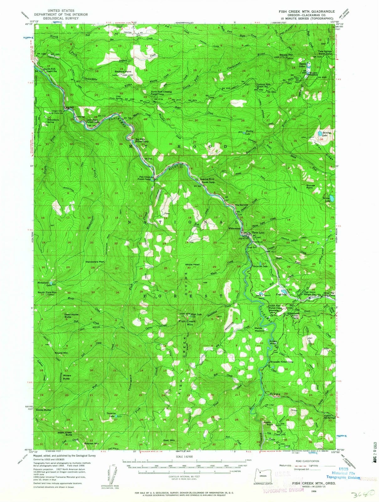 1956 Fish Creek MTN, OR - Oregon - USGS Topographic Map