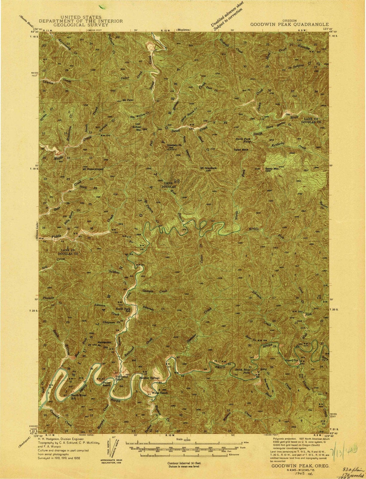 1943 Goodwin Peak, OR - Oregon - USGS Topographic Map