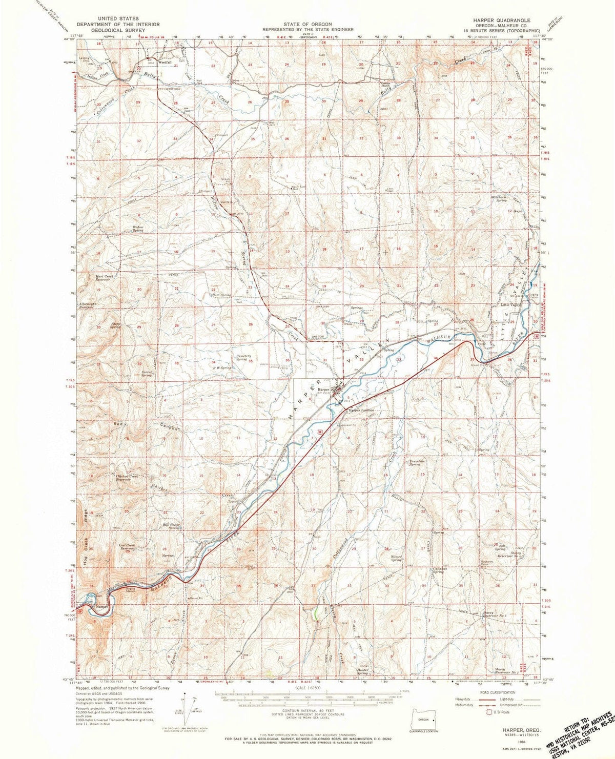 1966 Harper, OR - Oregon - USGS Topographic Map