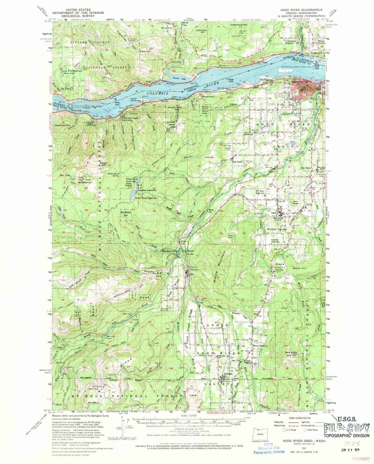 1957 Hood River, OR - Oregon - USGS Topographic Map