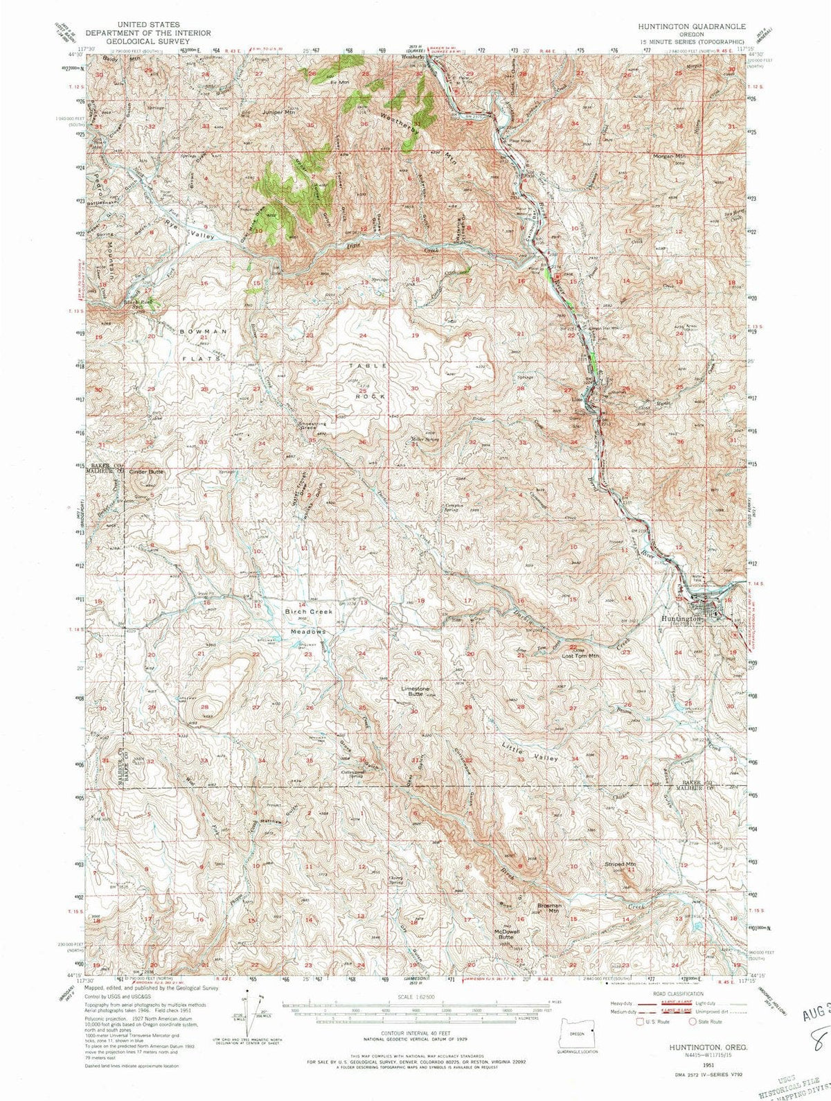 1951 Huntington, OR - Oregon - USGS Topographic Map