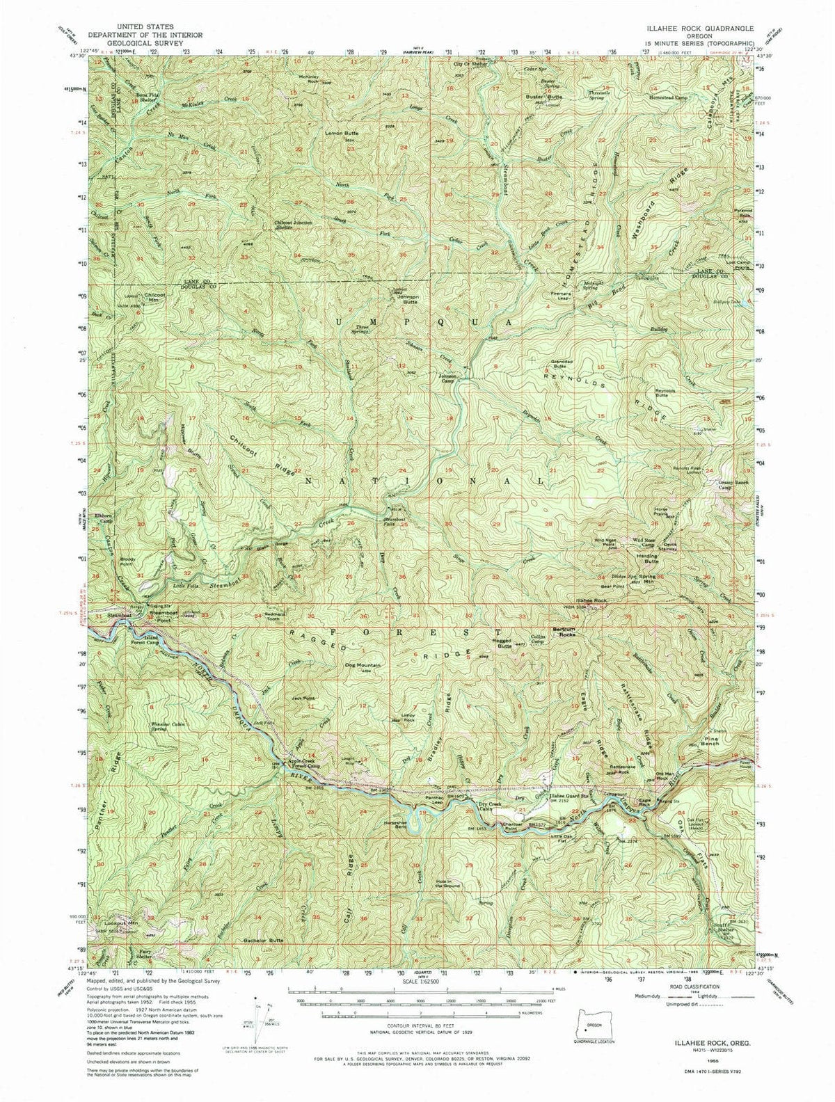 1955 Illahee Rock, OR - Oregon - USGS Topographic Map