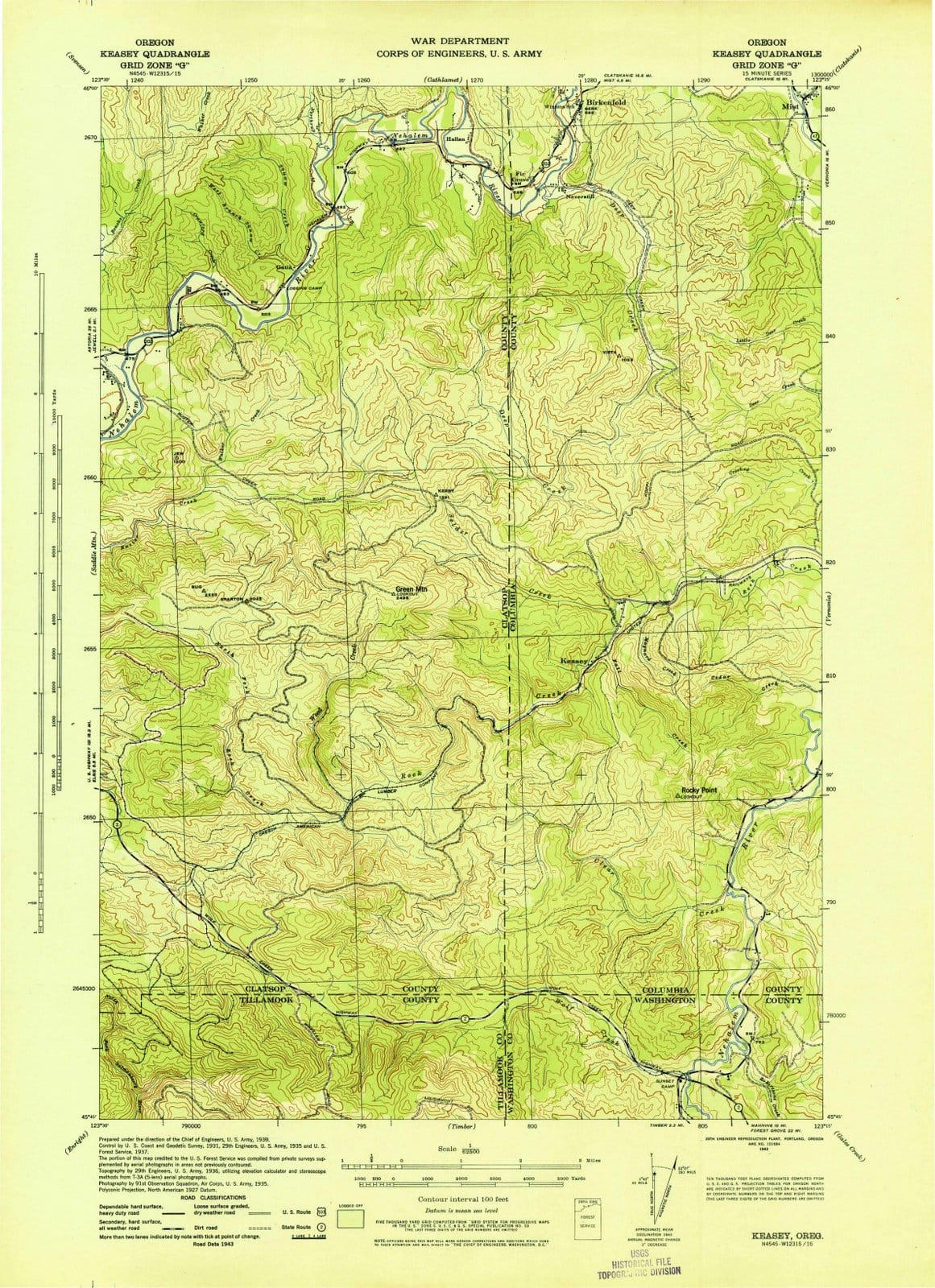 1943 Keasey, OR - Oregon - USGS Topographic Map