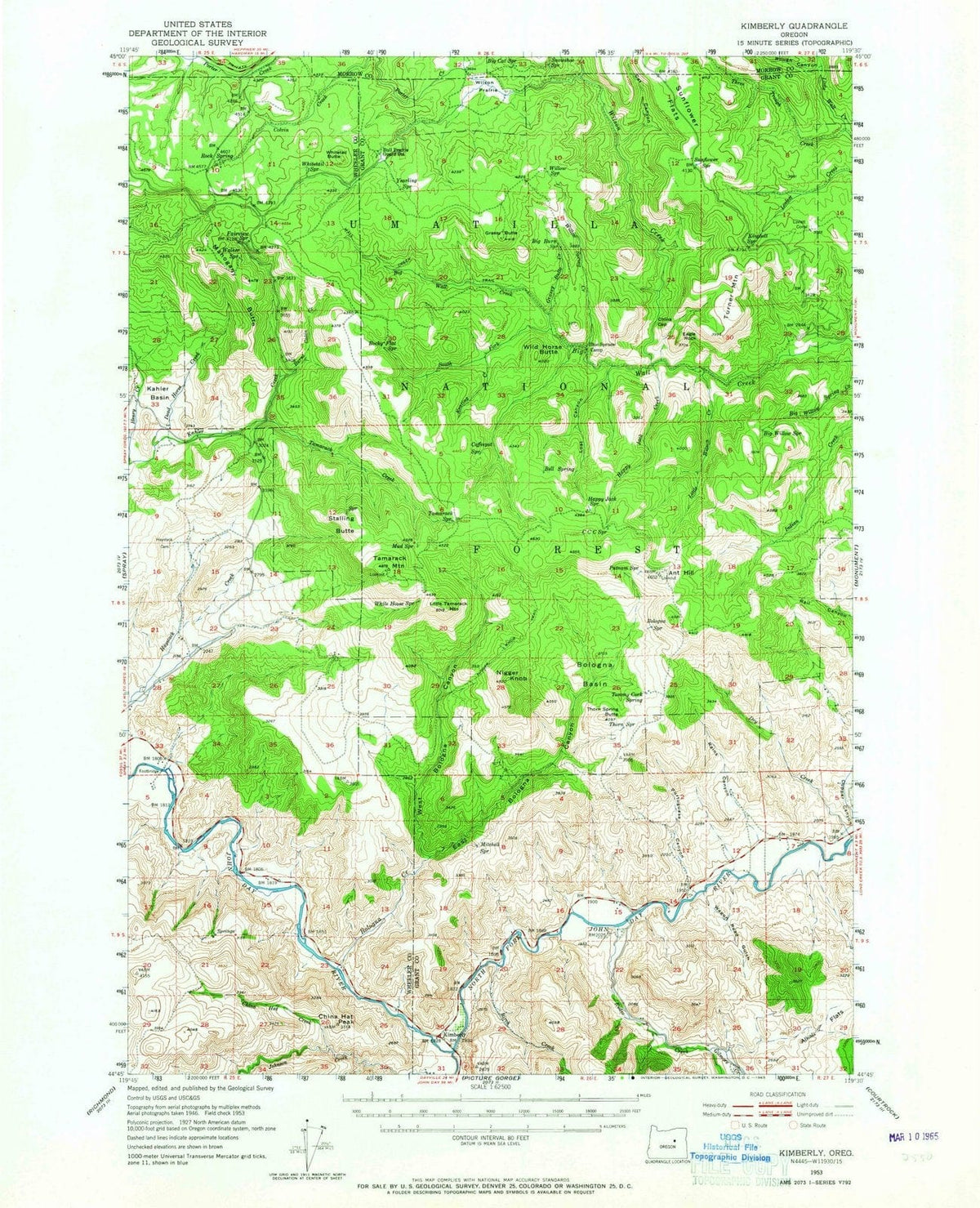 1953 Kimberly, OR - Oregon - USGS Topographic Map