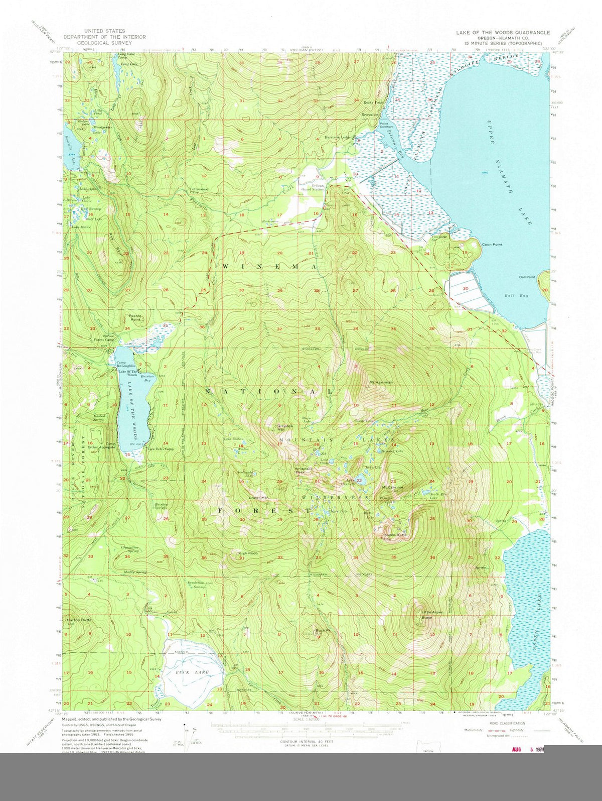 1955 Lake of The Woods, OR - Oregon - USGS Topographic Map