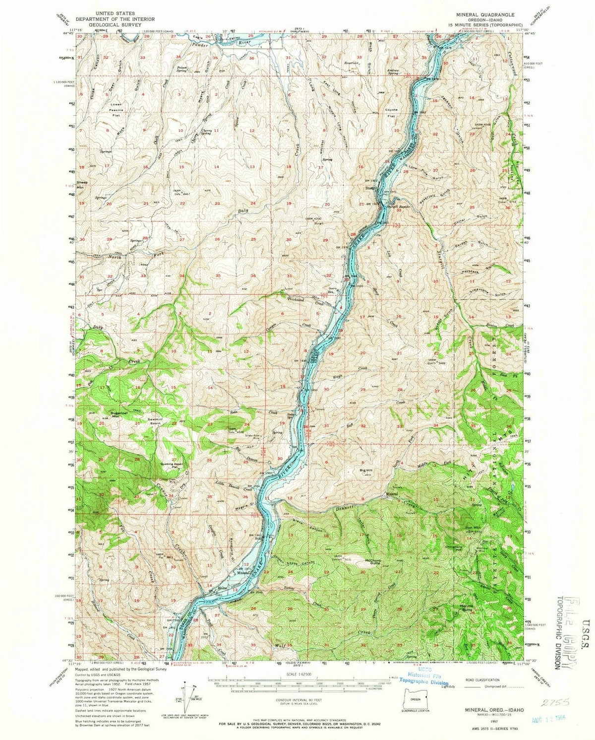 1957 Mineral, ID - Idaho - USGS Topographic Map