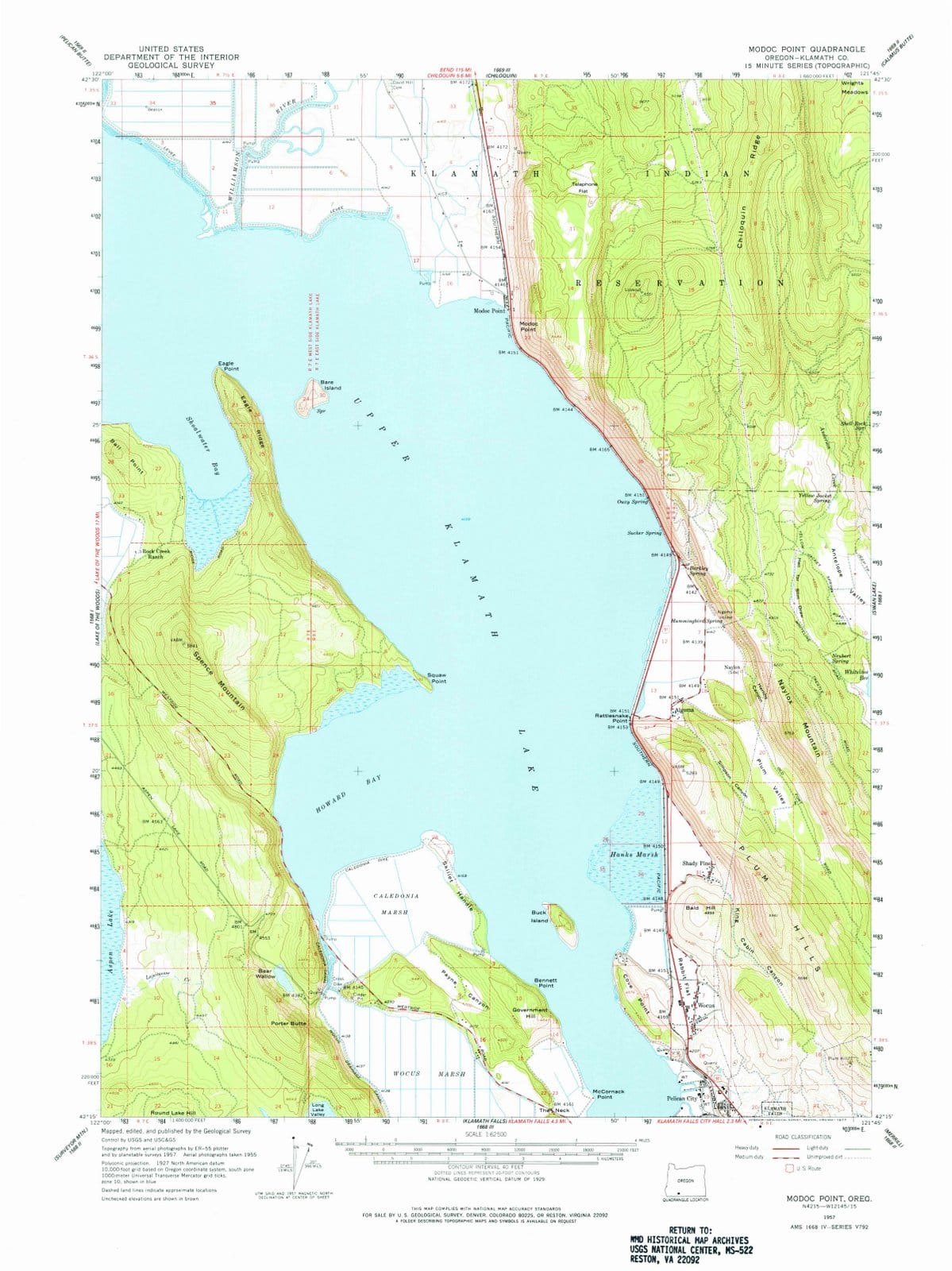 1957 Modoc Point, OR - Oregon - USGS Topographic Map