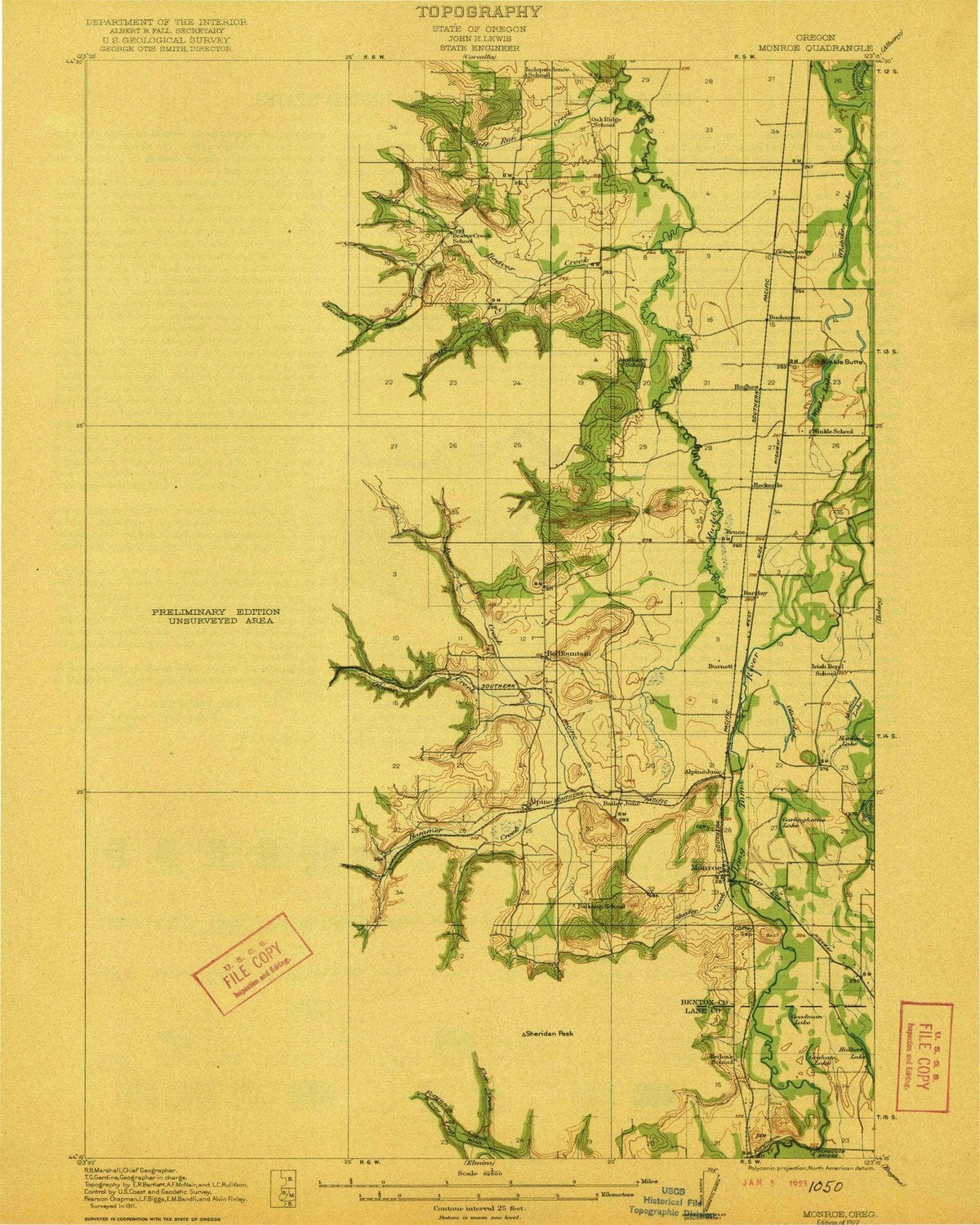 1922 Monroe, OR - Oregon - USGS Topographic Map