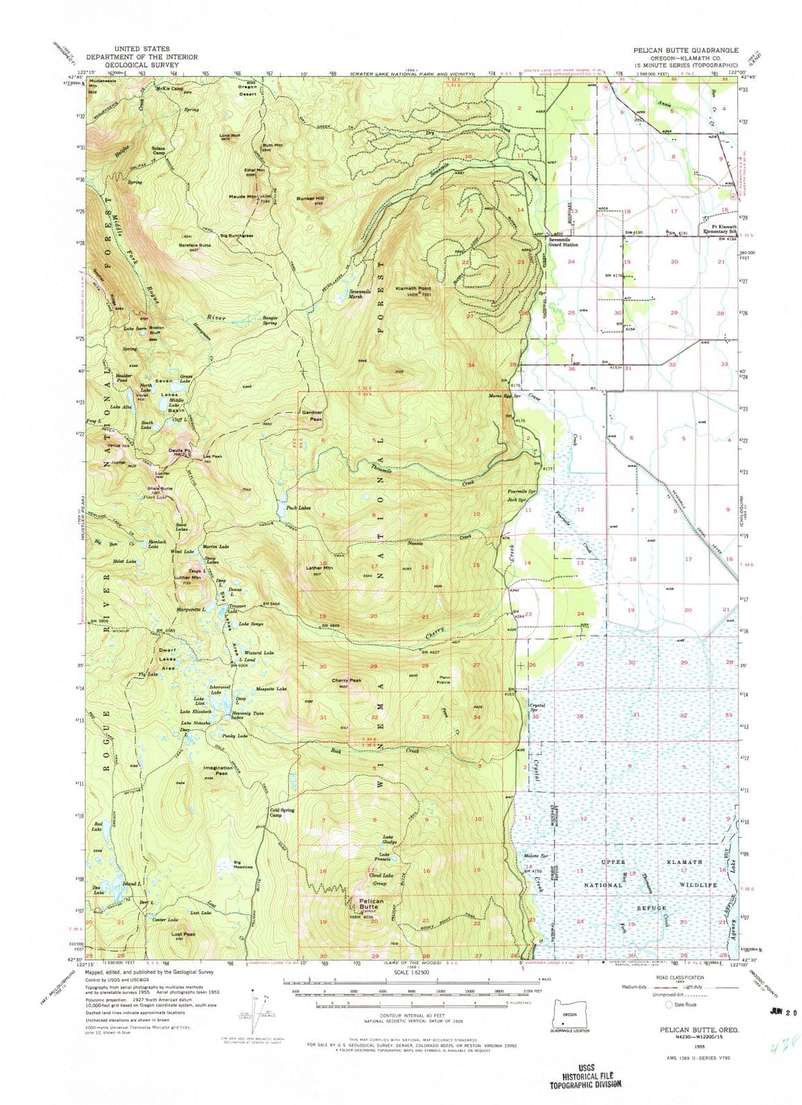 1955 Pelican Butte, OR - Oregon - USGS Topographic Map