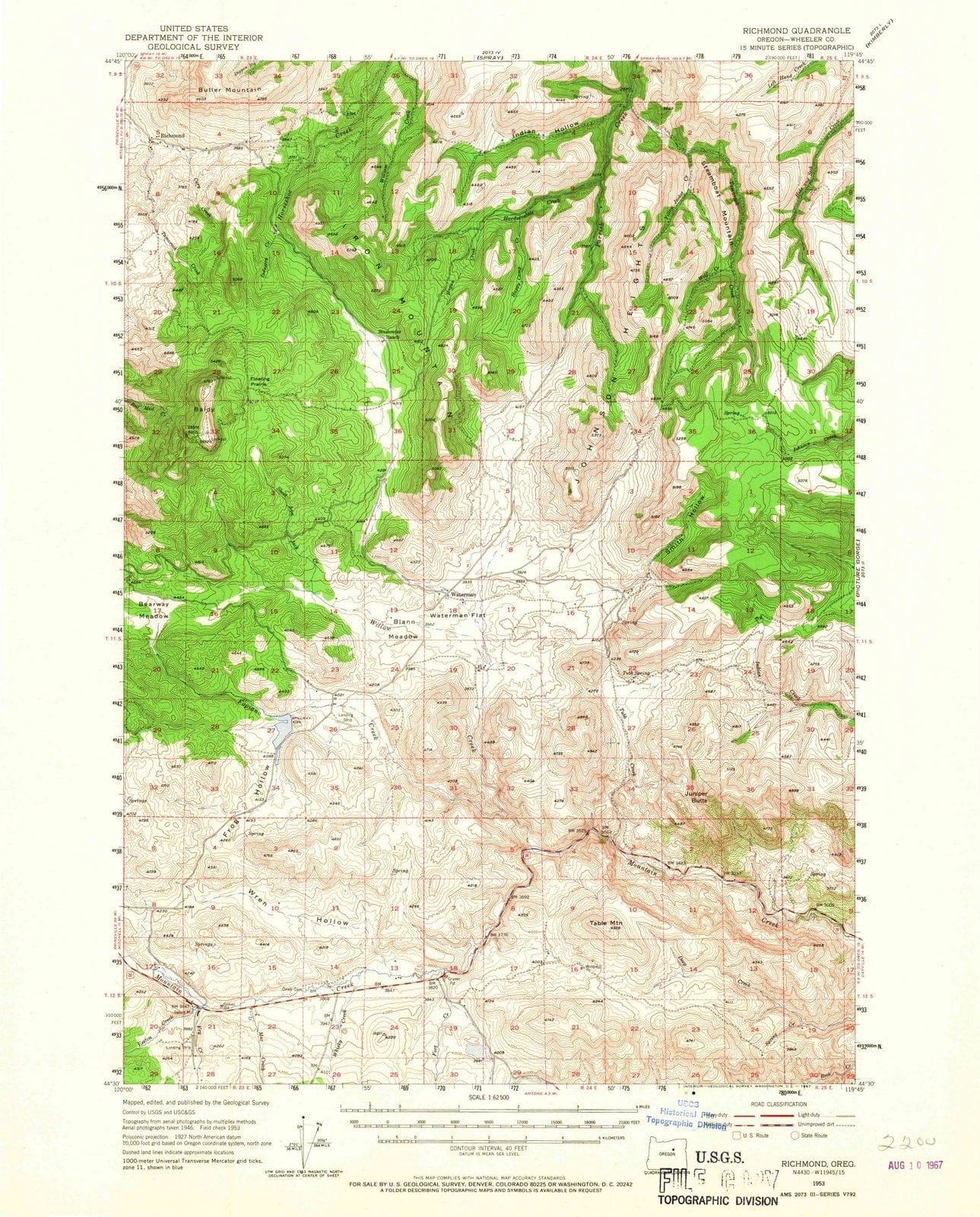 1953 Richmond, OR - Oregon - USGS Topographic Map