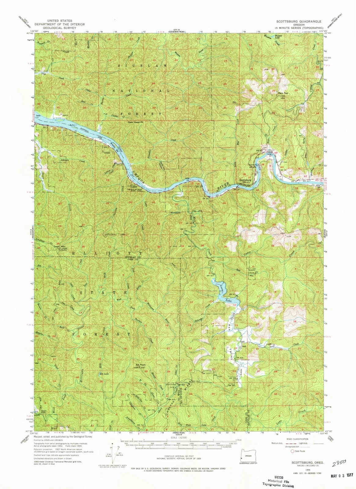 1955 Scottsburg, OR - Oregon - USGS Topographic Map
