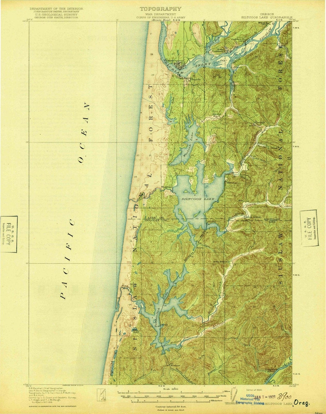 1920 Siltcoos Lake, OR - Oregon - USGS Topographic Map