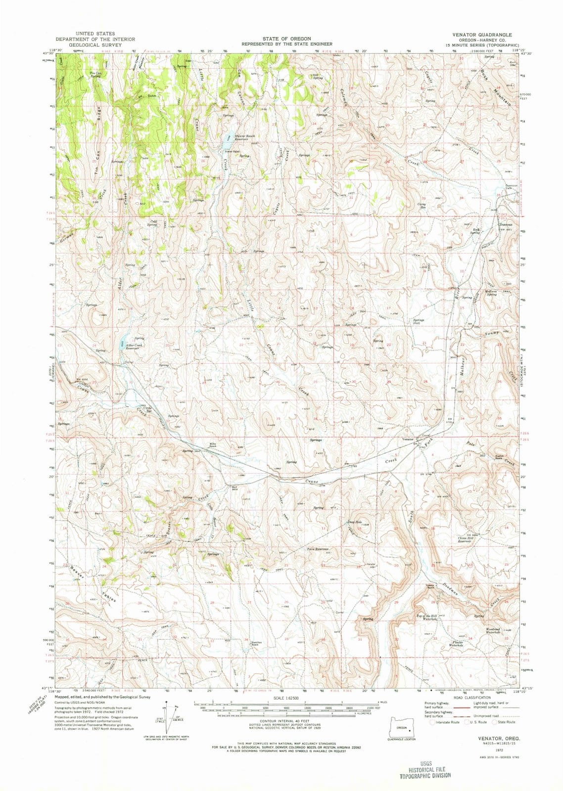1968 Venator, OR - Oregon - USGS Topographic Map