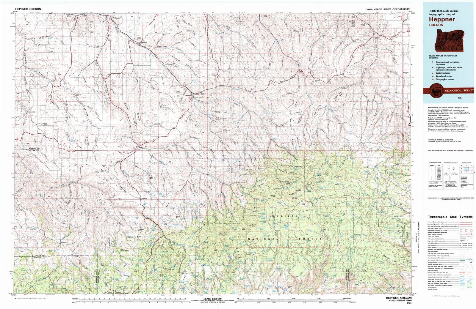 1981 Heppner, OR - Oregon - USGS Topographic Map
