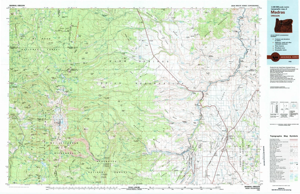 1983 Madras, OR - Oregon - USGS Topographic Map