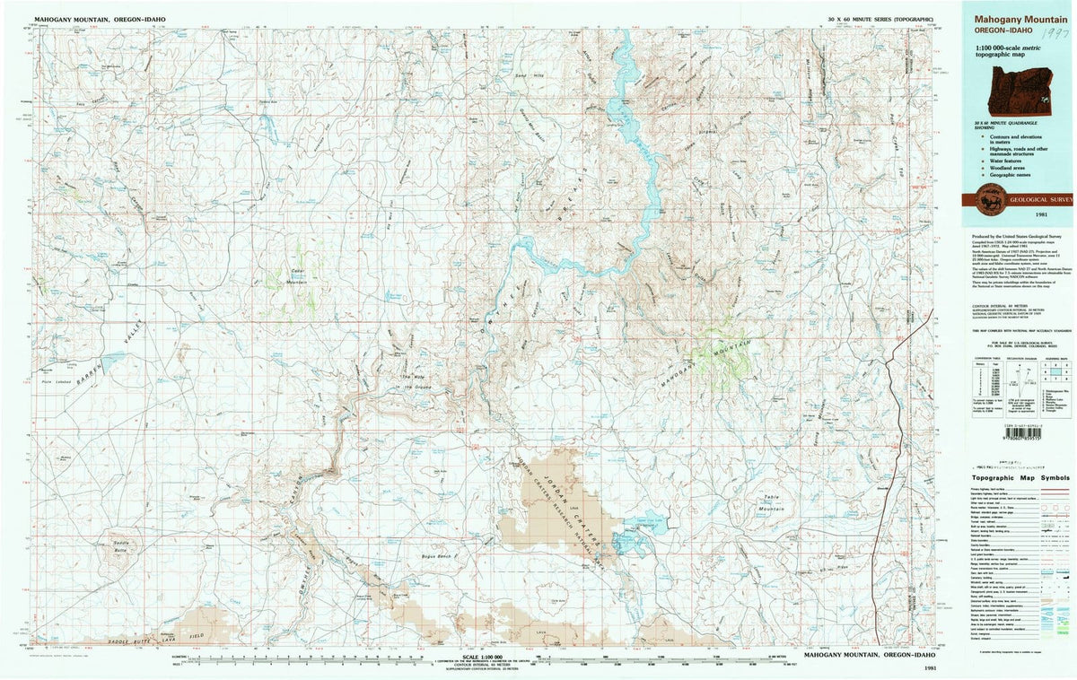 1981 Mahogany Mountain, OR - Oregon - USGS Topographic Map
