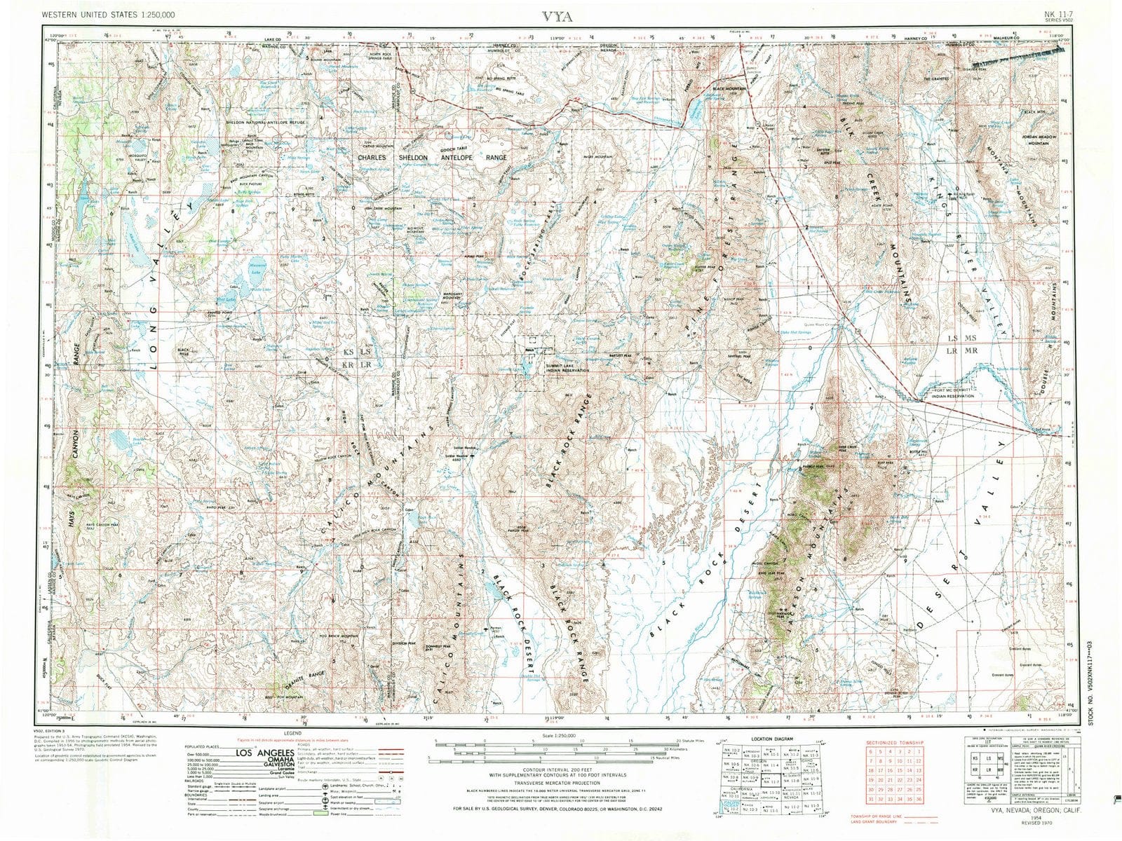 1954 Vya, NV - Nevada - USGS Topographic Map