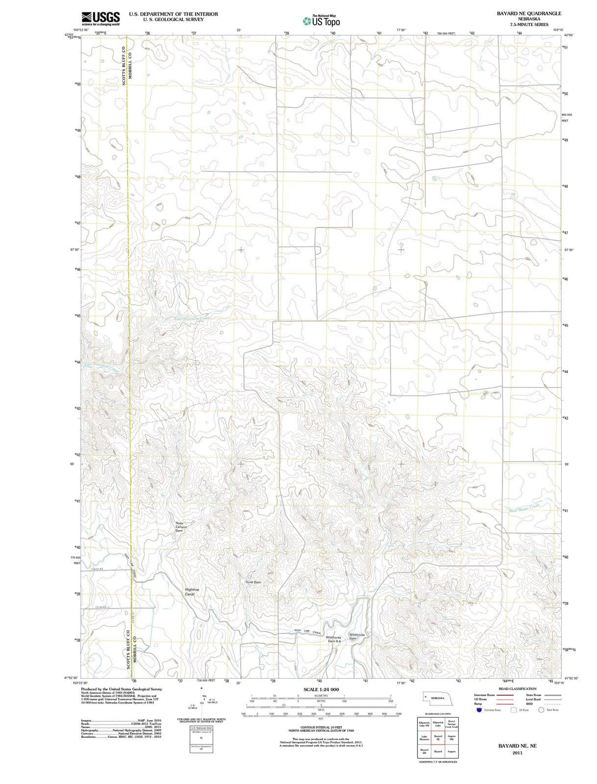 2011 Bayard, NE - Nebraska - USGS Topographic Map v2