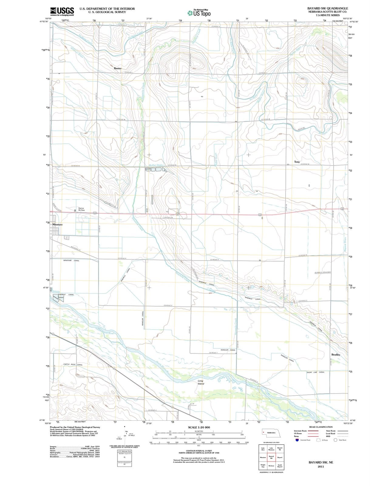 2011 Bayard, NE - Nebraska - USGS Topographic Map v3