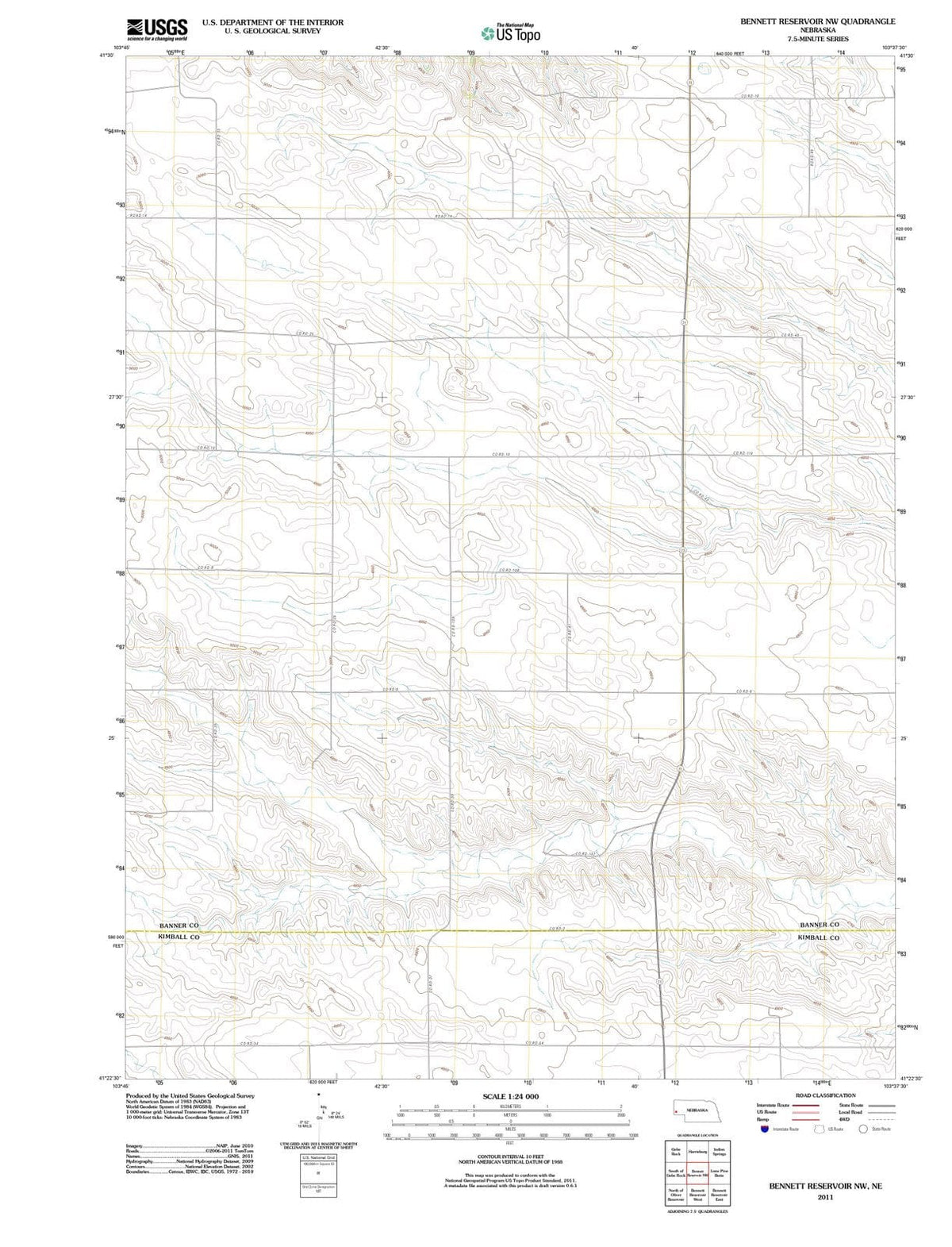 2011 Bennett Reservoir, NE - Nebraska - USGS Topographic Map