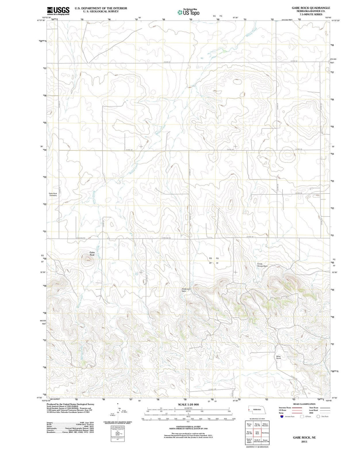 2011 Gabe Rock, NE - Nebraska - USGS Topographic Map