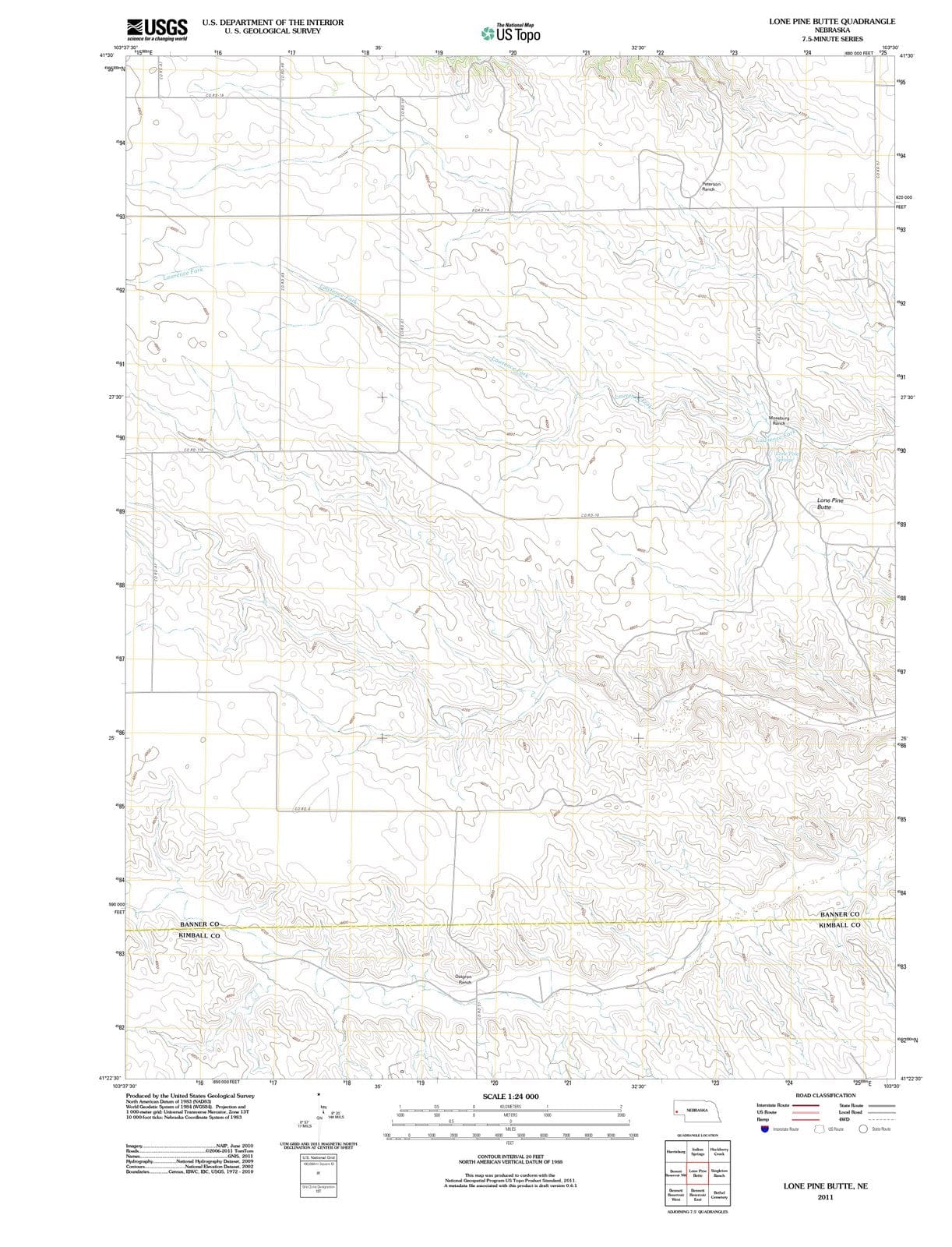 2011 Lone Pine Butte, NE - Nebraska - USGS Topographic Map