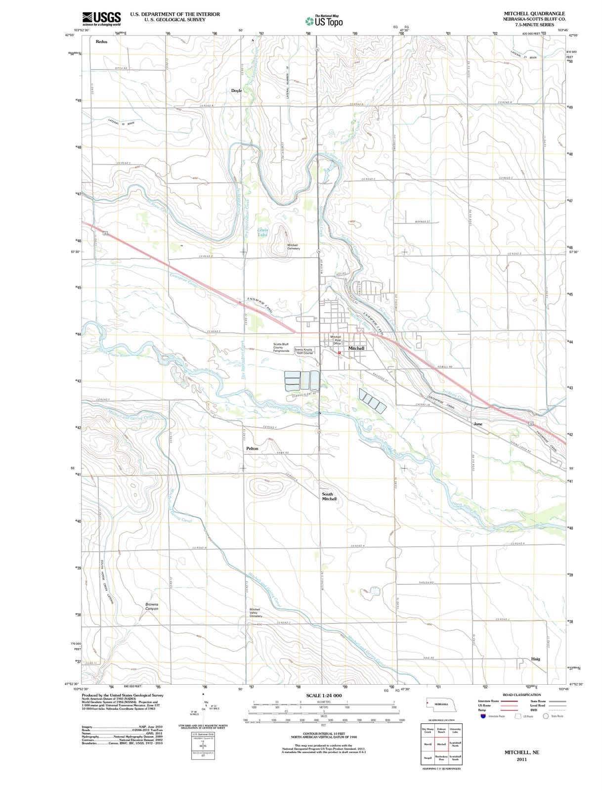 2011 Mitchell, NE - Nebraska - USGS Topographic Map