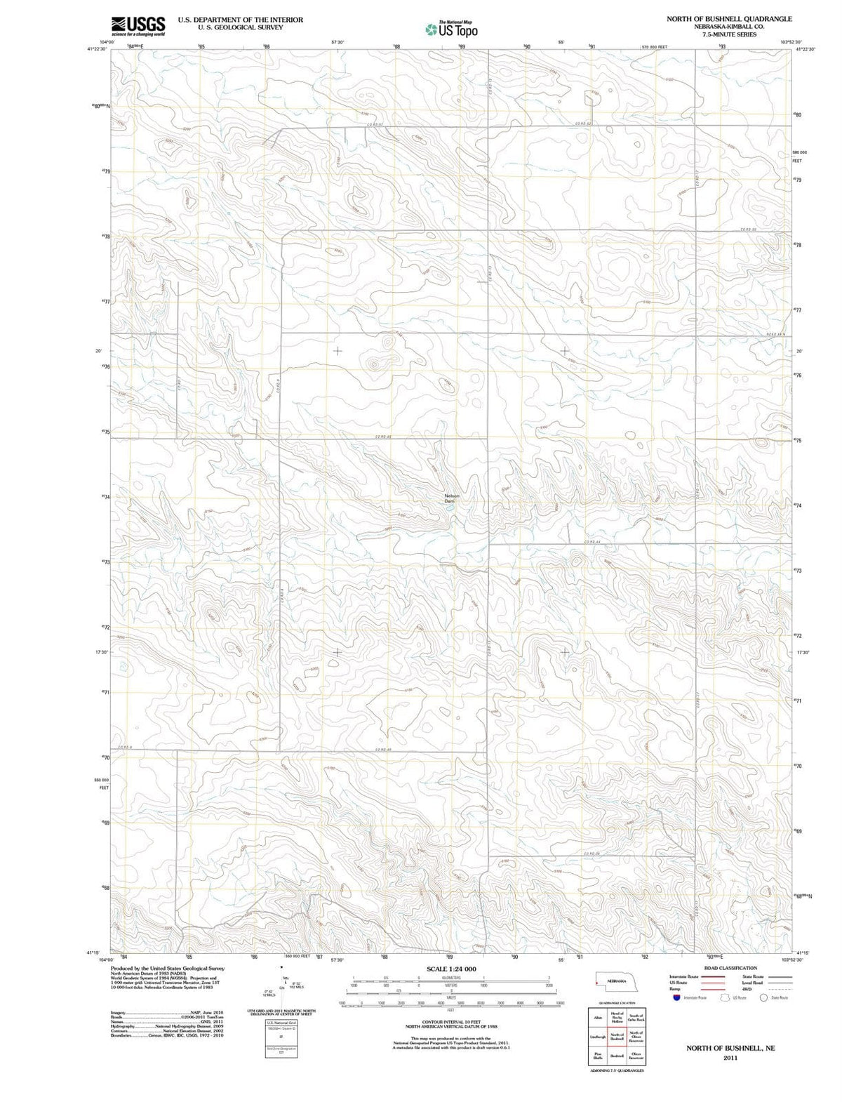 2011 North of Bushnell, NE - Nebraska - USGS Topographic Map