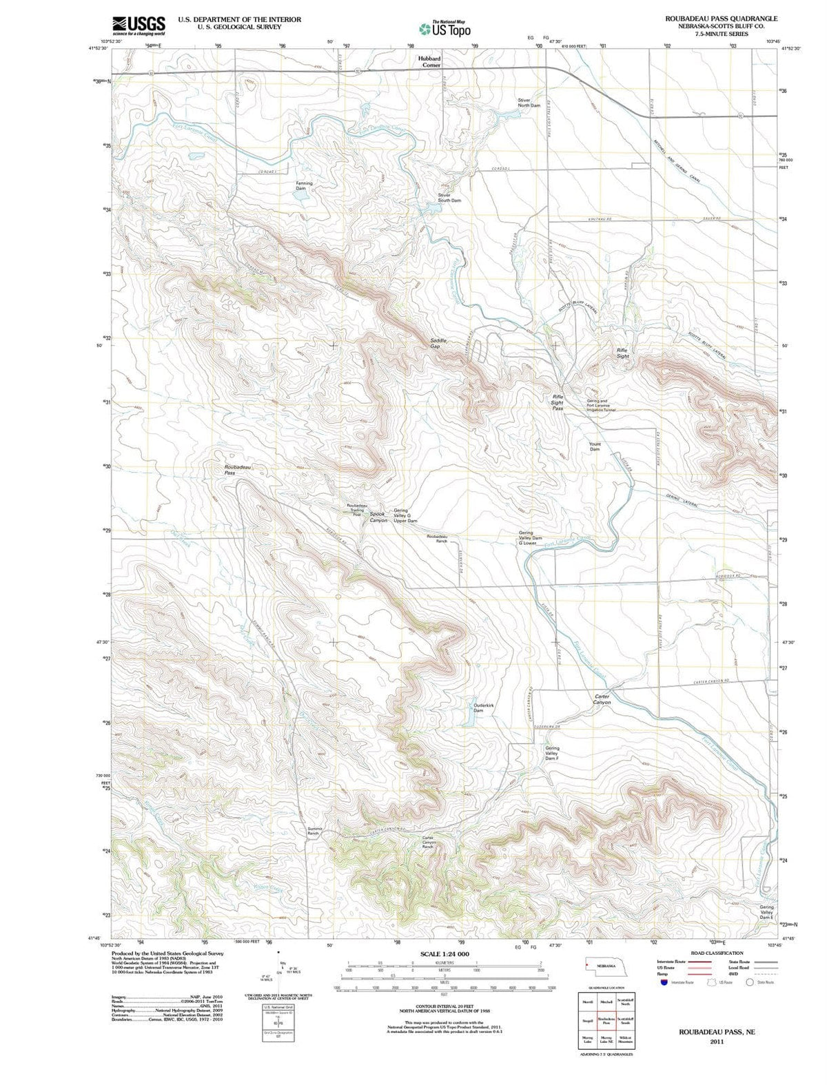 2011 Roubadeau Pass, NE - Nebraska - USGS Topographic Map