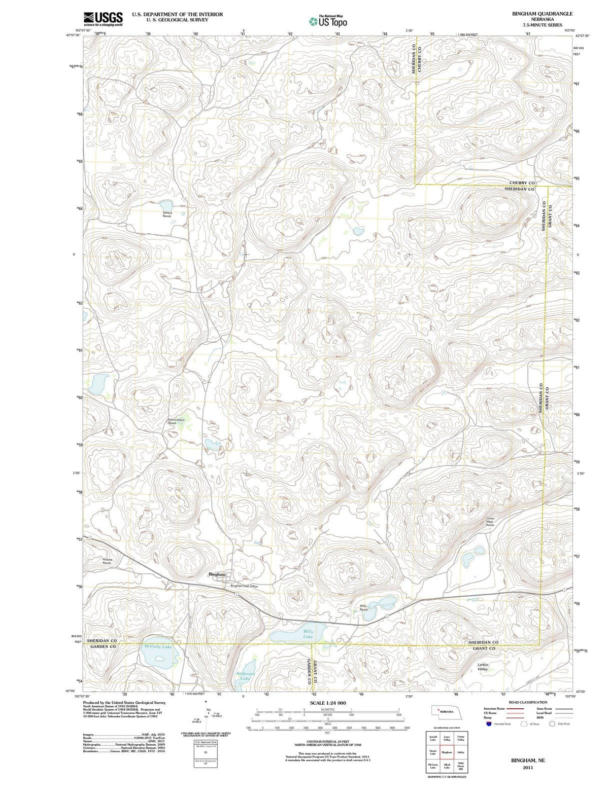 2011 Bingham, NE - Nebraska - USGS Topographic Map
