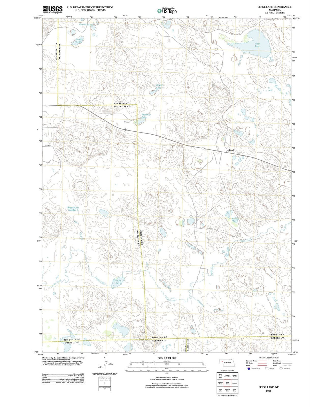 2011 Jesse Lake, NE - Nebraska - USGS Topographic Map