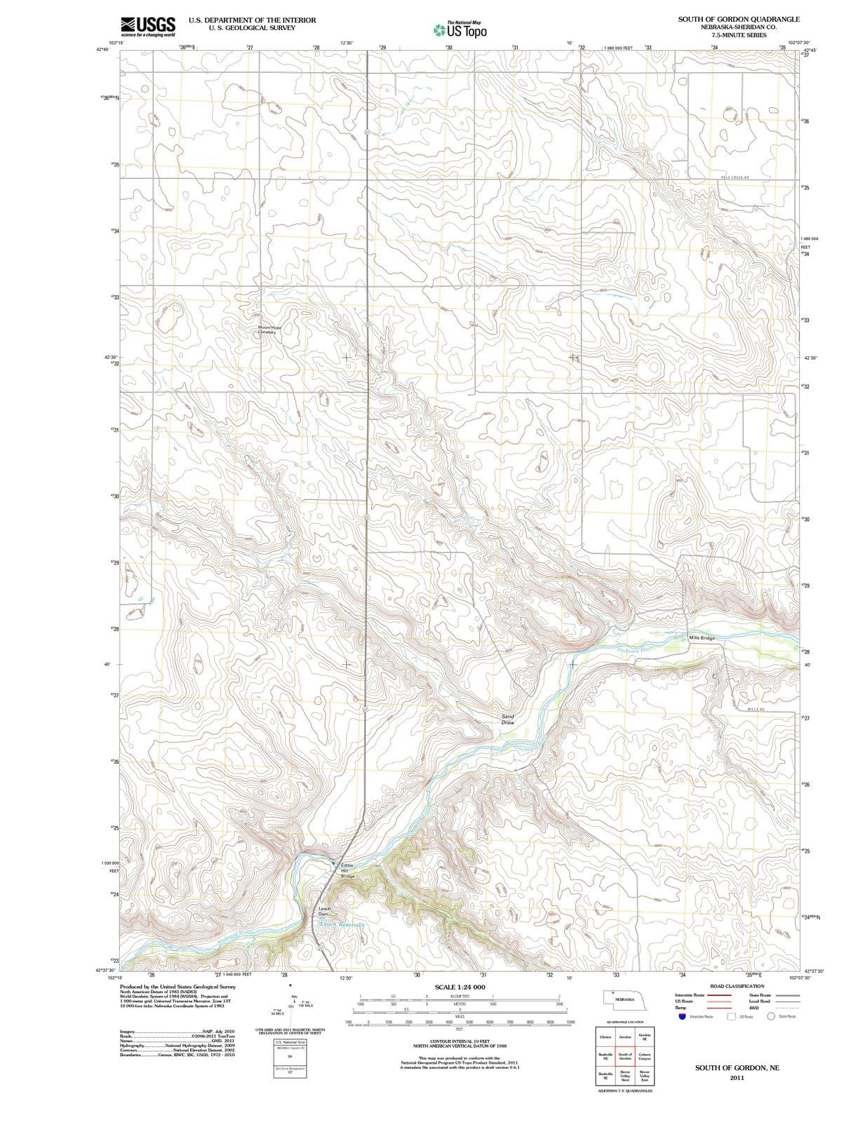 2011 South of Gordon, NE - Nebraska - USGS Topographic Map