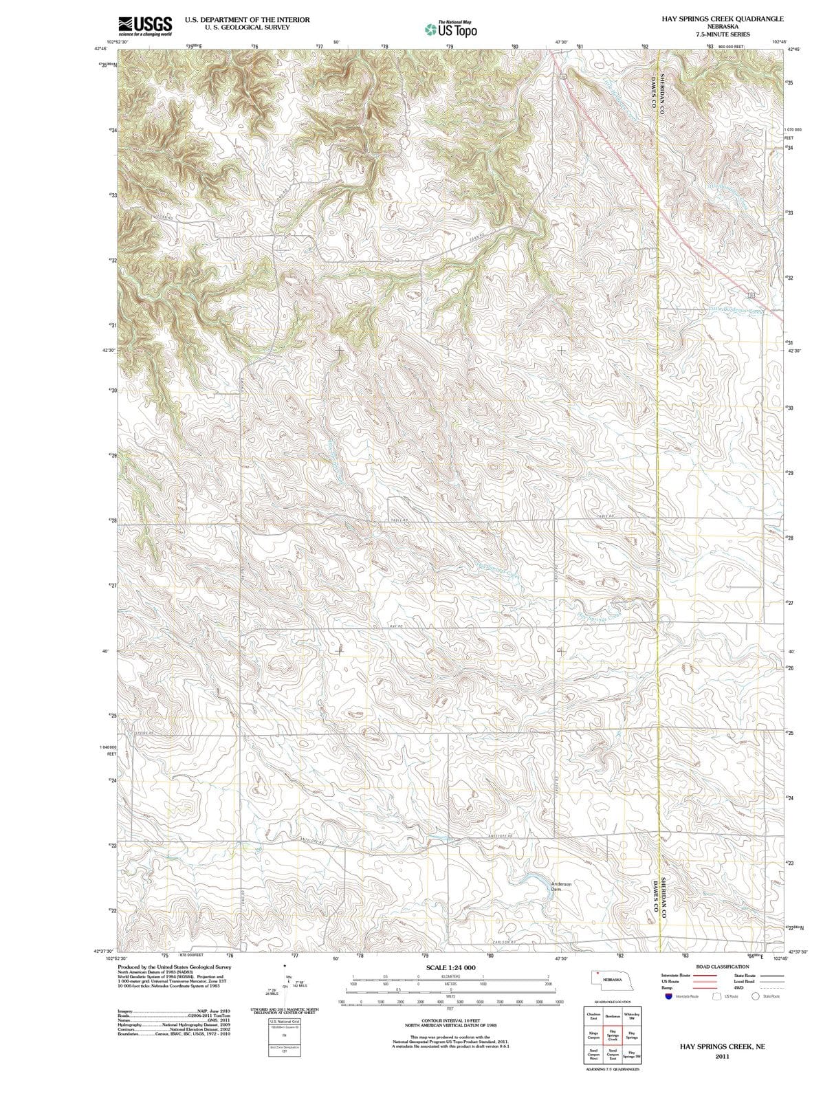2011 Hay Springs Creek, NE - Nebraska - USGS Topographic Map