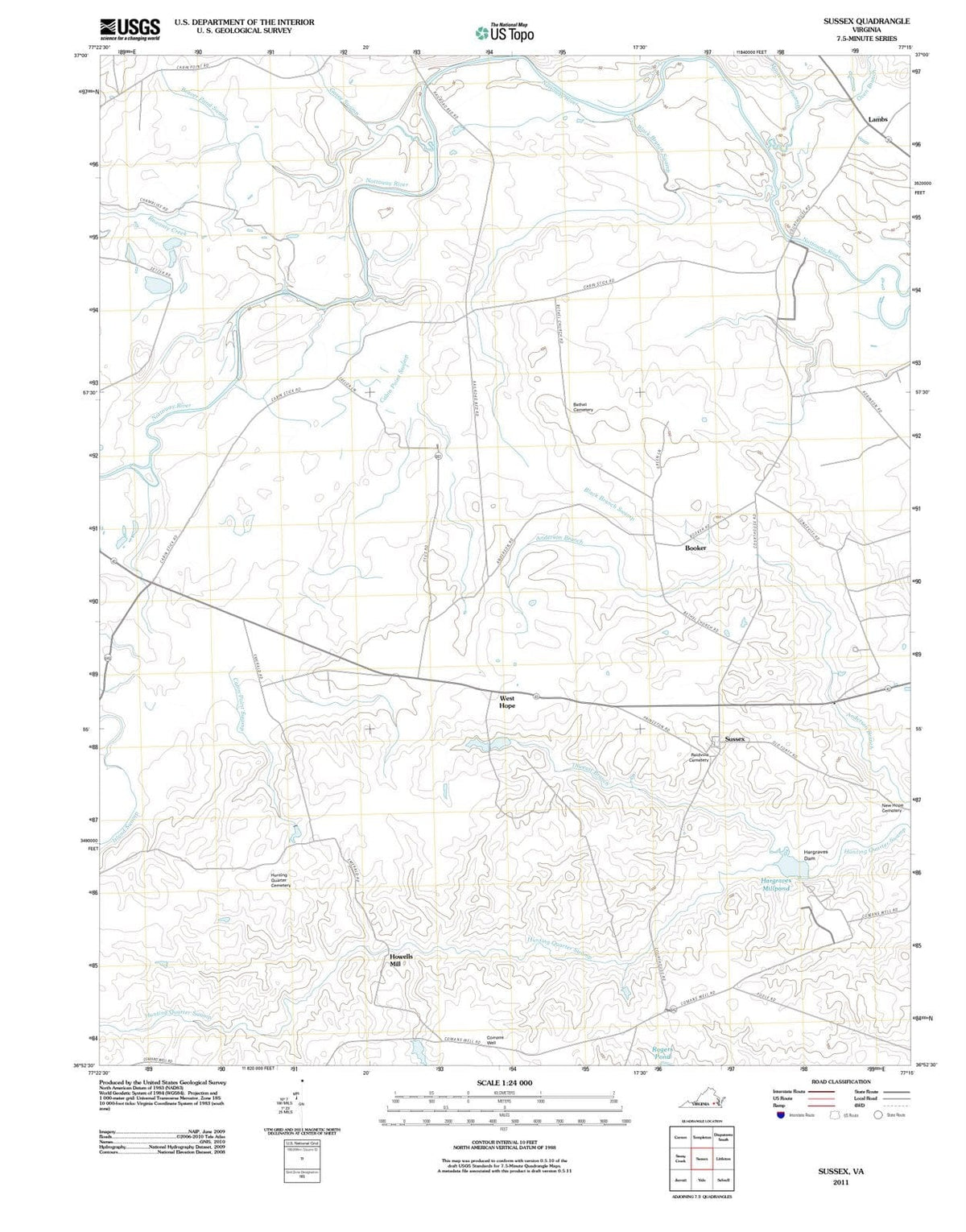 2011 Sussex, VA - Virginia - USGS Topographic Map