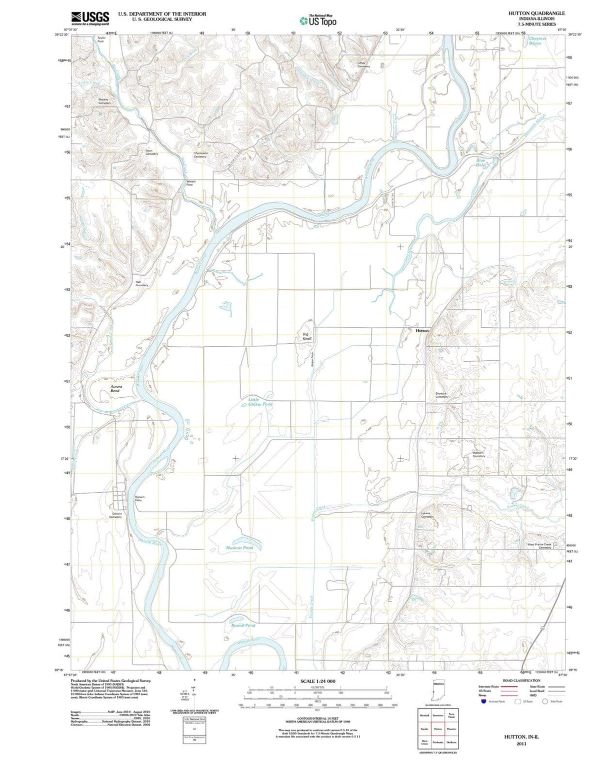2011 Hutton, in - Indiana - USGS Topographic Map