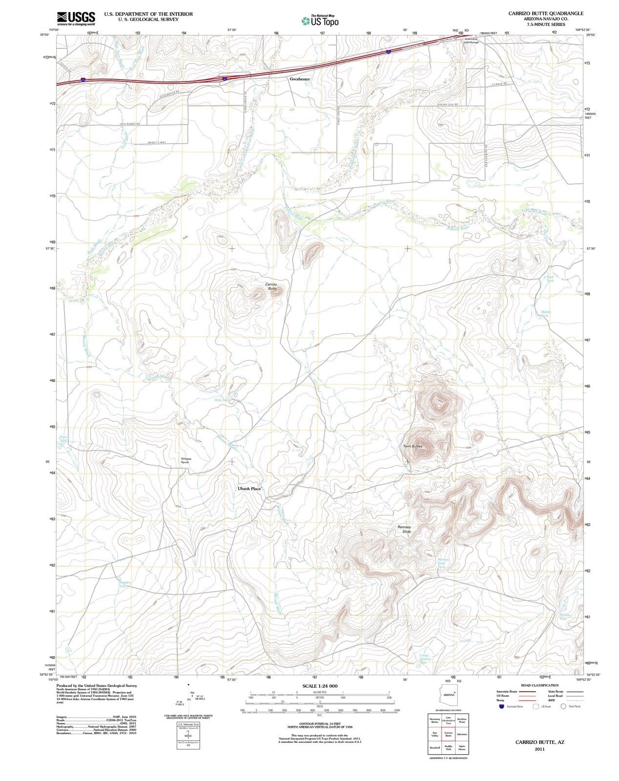 2011 Carrizo Butte, AZ - Arizona - USGS Topographic Map