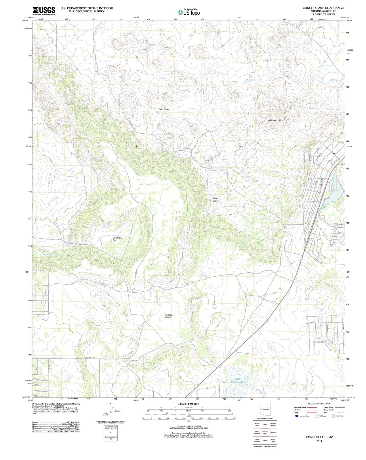 2011 Concho Lake, AZ - Arizona - USGS Topographic Map