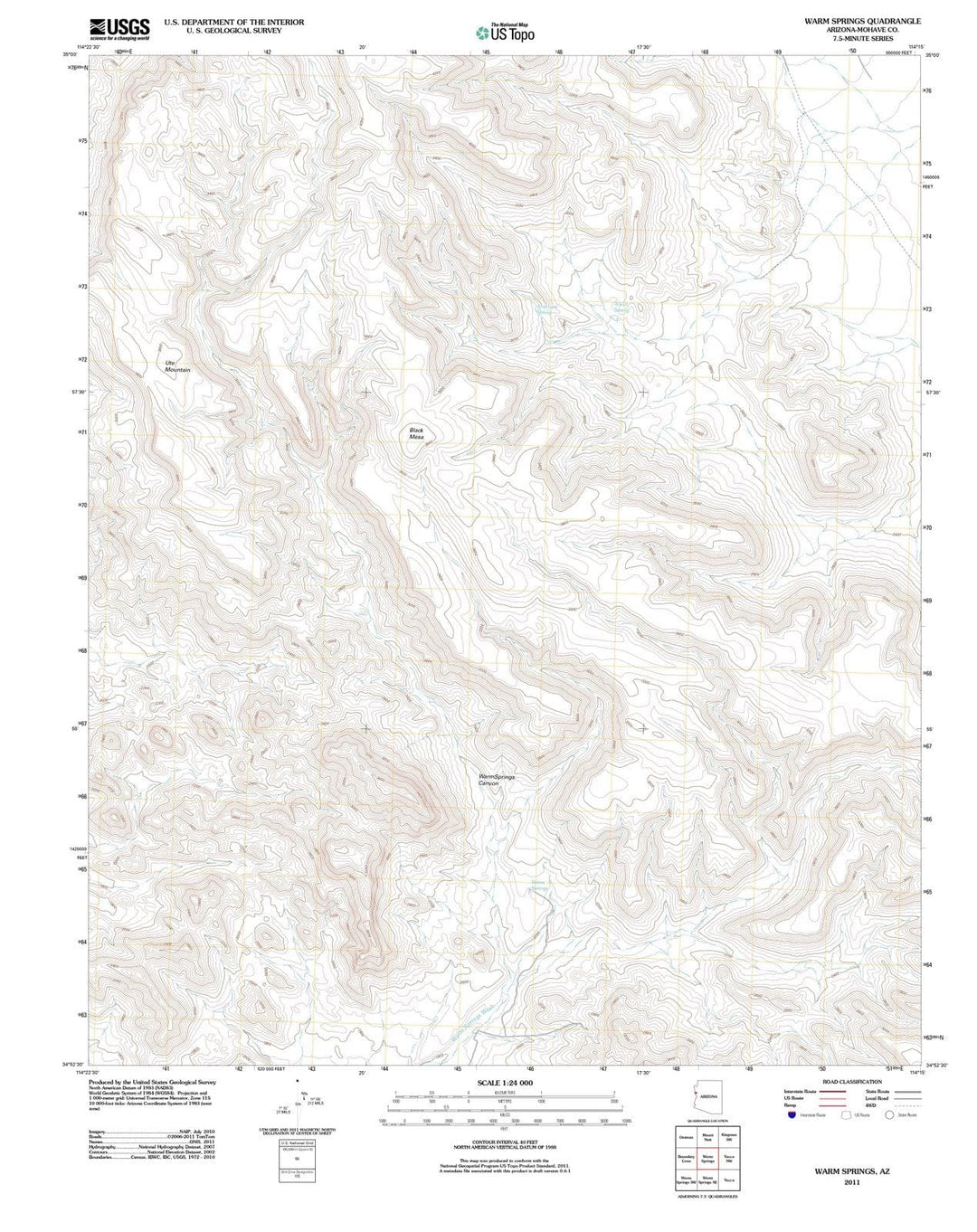 2011 Warm Springs, AZ - Arizona - USGS Topographic Map