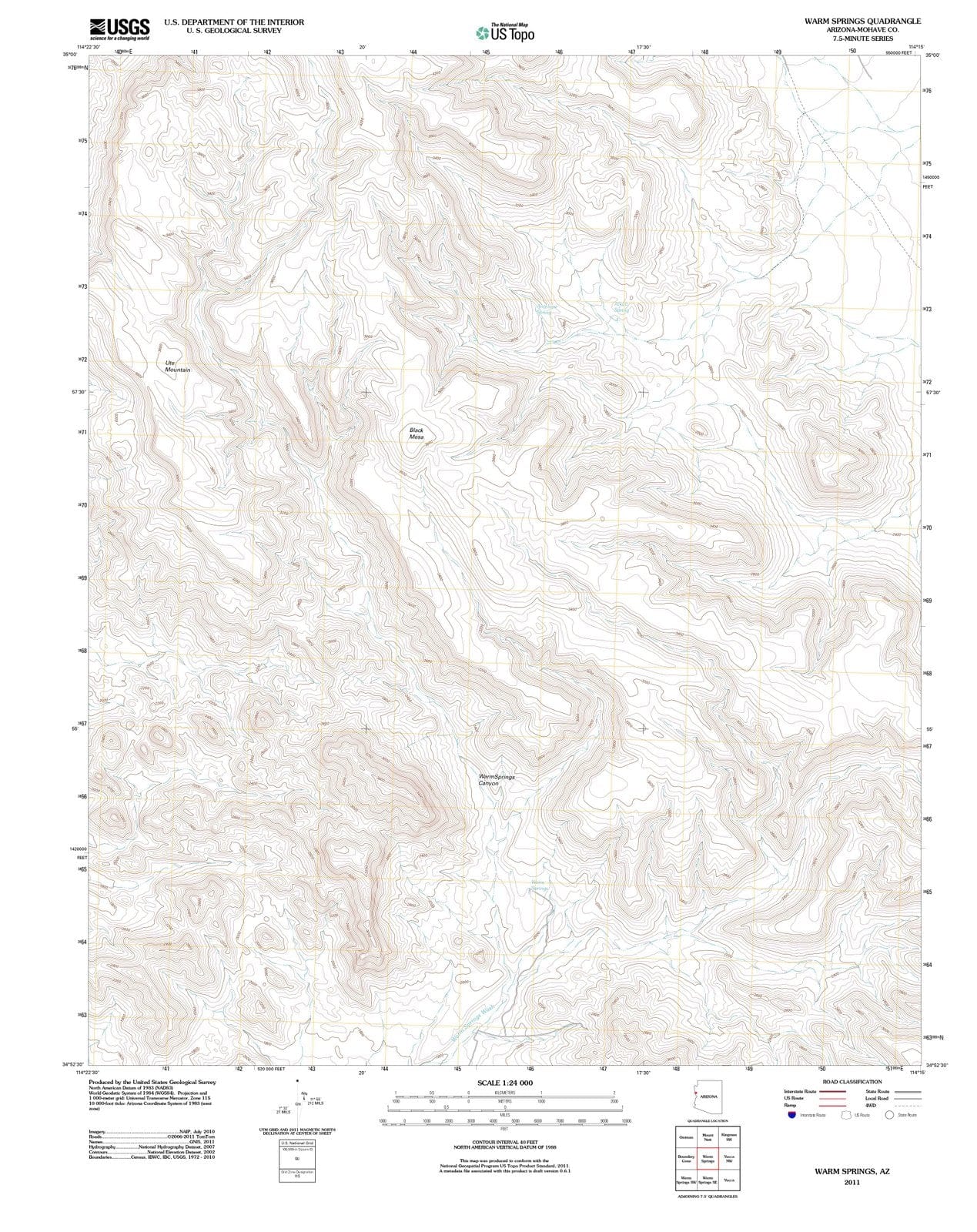 2011 Warm Springs, AZ - Arizona - USGS Topographic Map