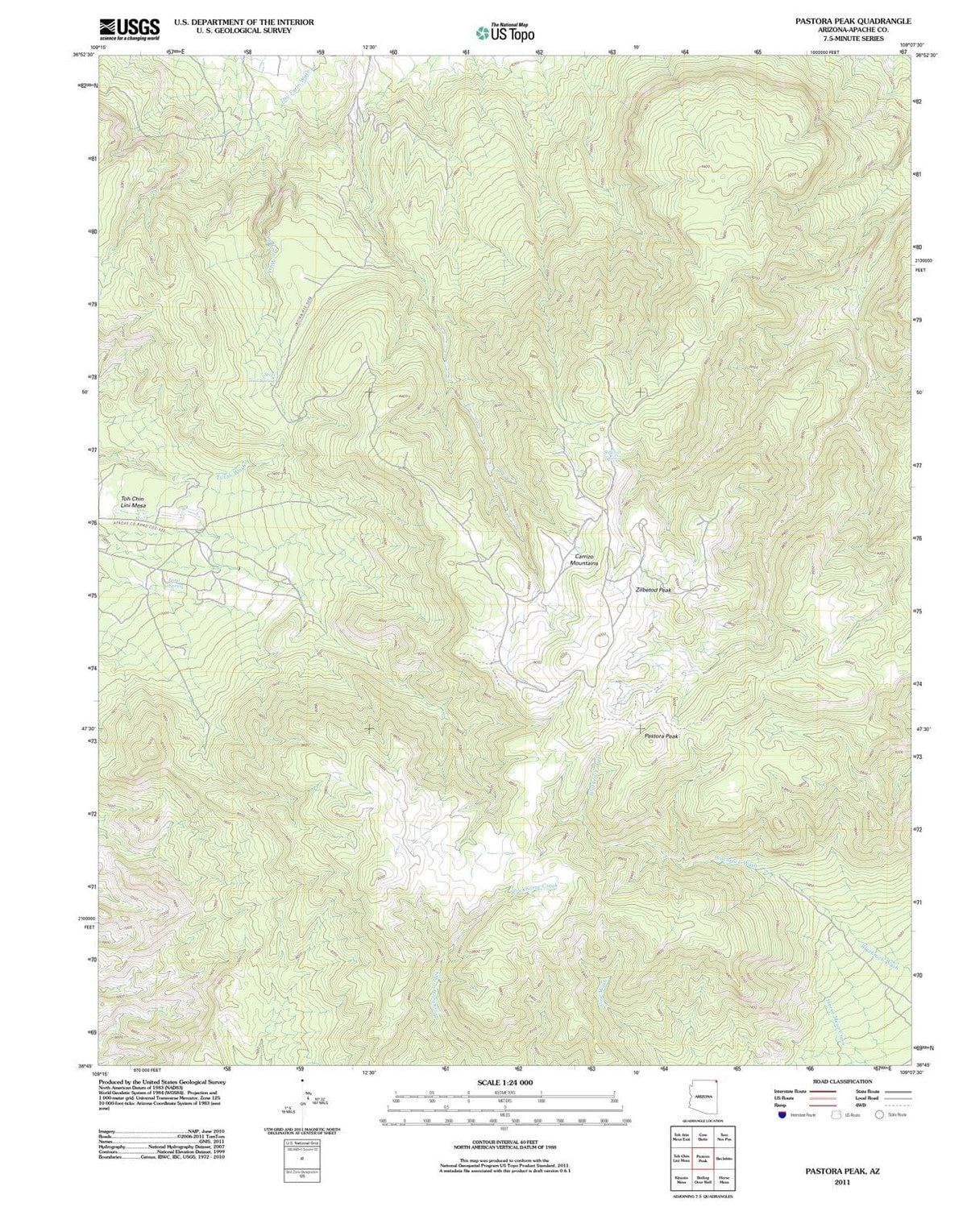 2011 Pastora Peak, AZ - Arizona - USGS Topographic Map