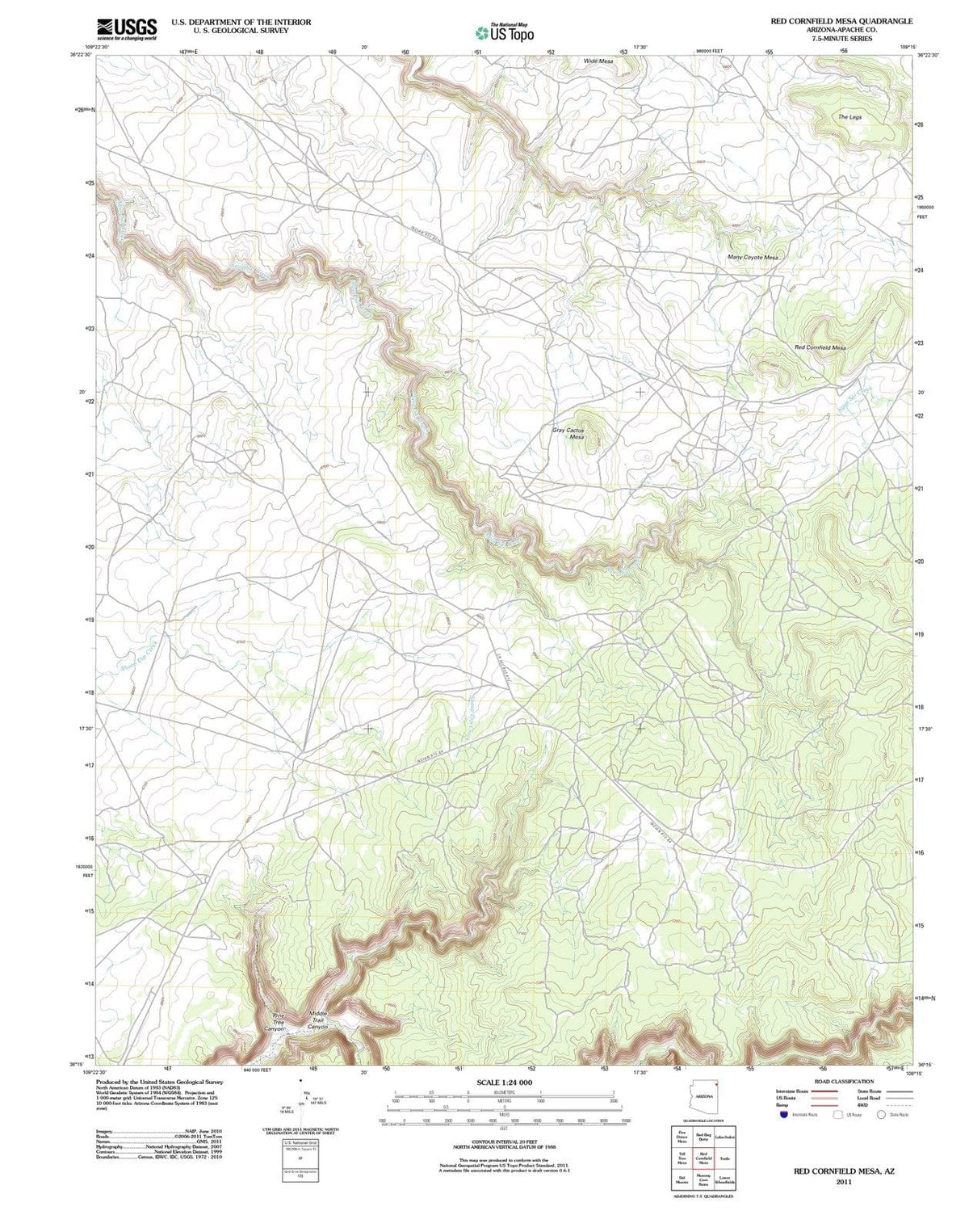 2011 Red Cornfield Mesa, AZ - Arizona - USGS Topographic Map