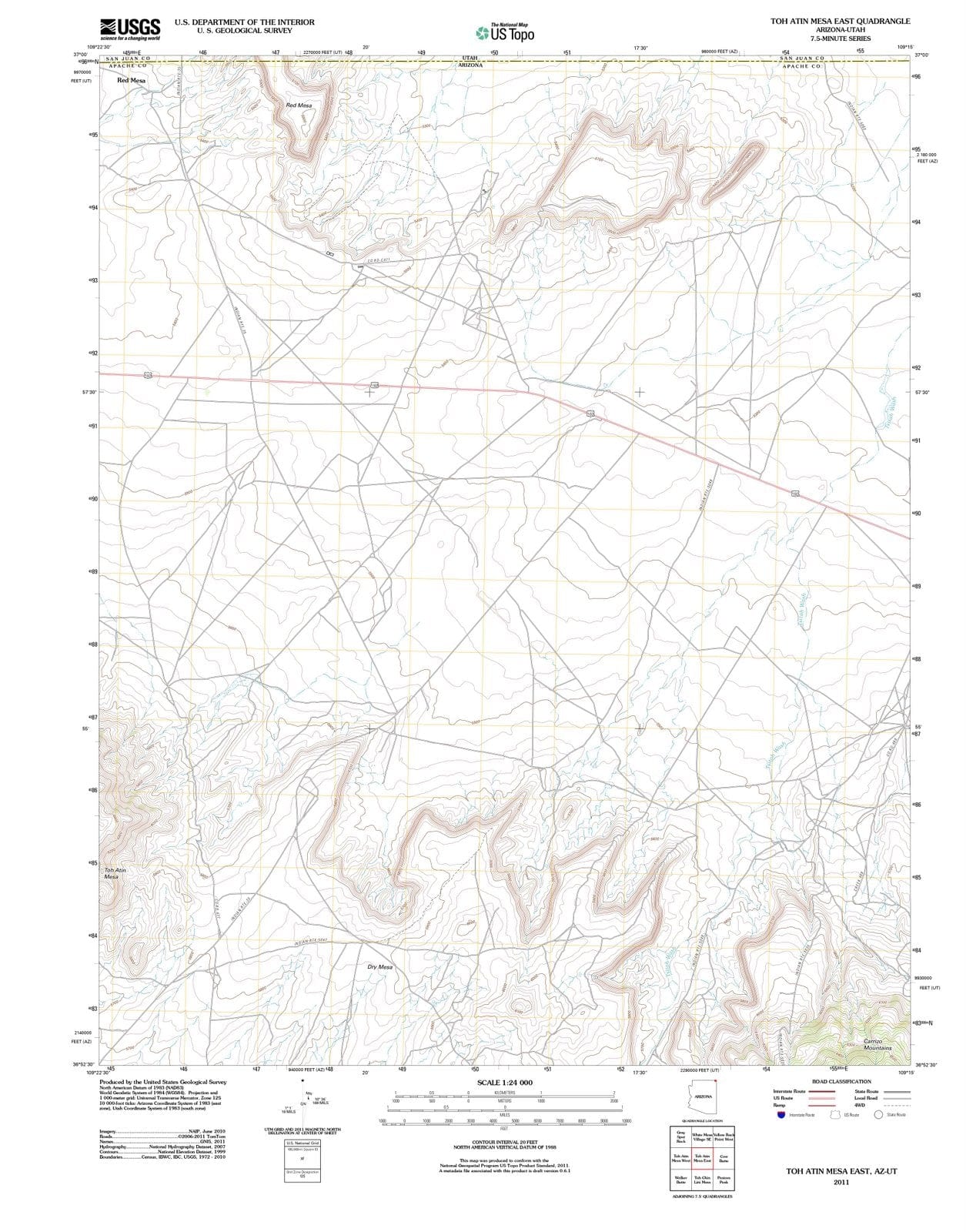 2011 Toh Atin Mesa East, AZ - Arizona - USGS Topographic Map