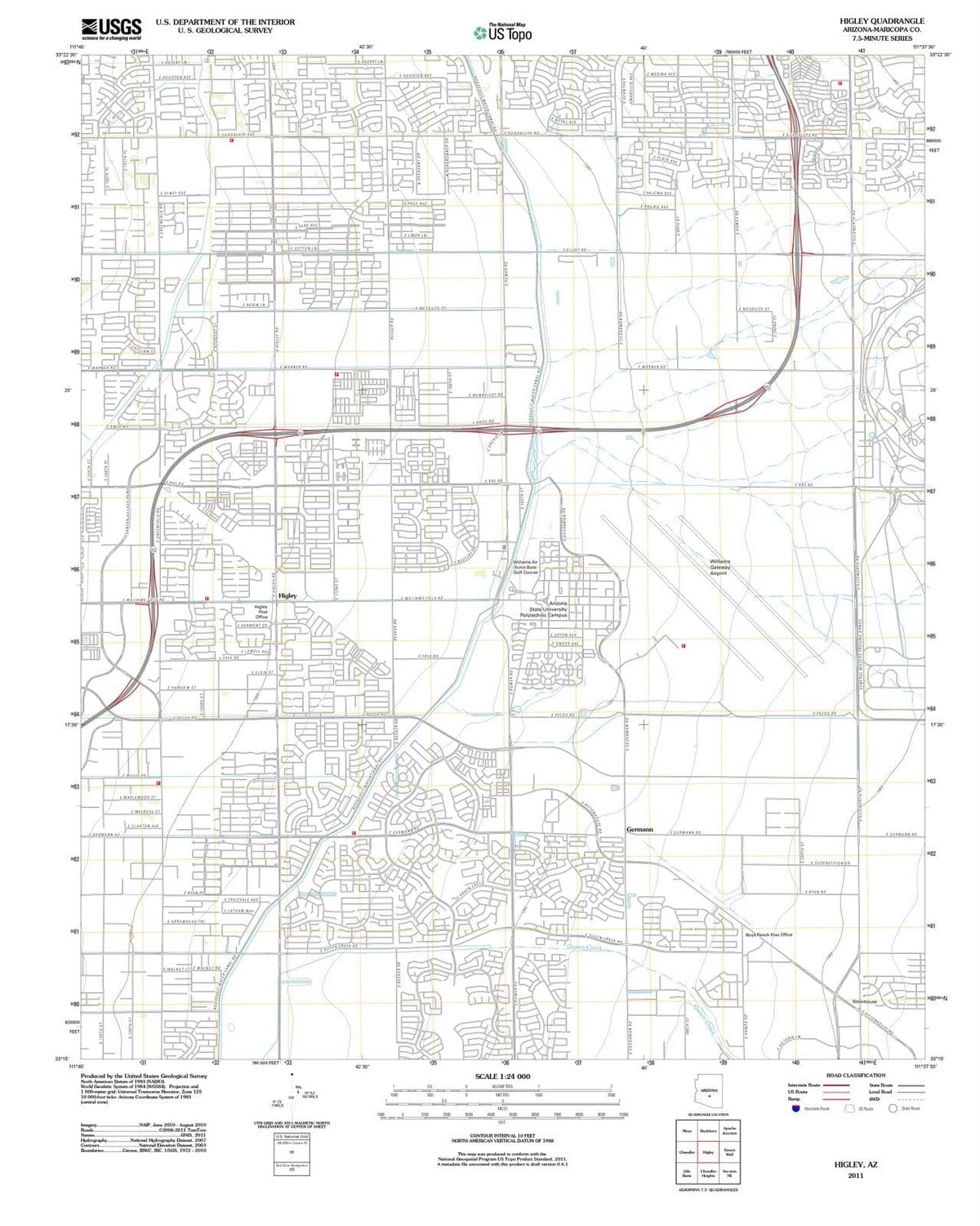 2011 Higley, AZ - Arizona - USGS Topographic Map