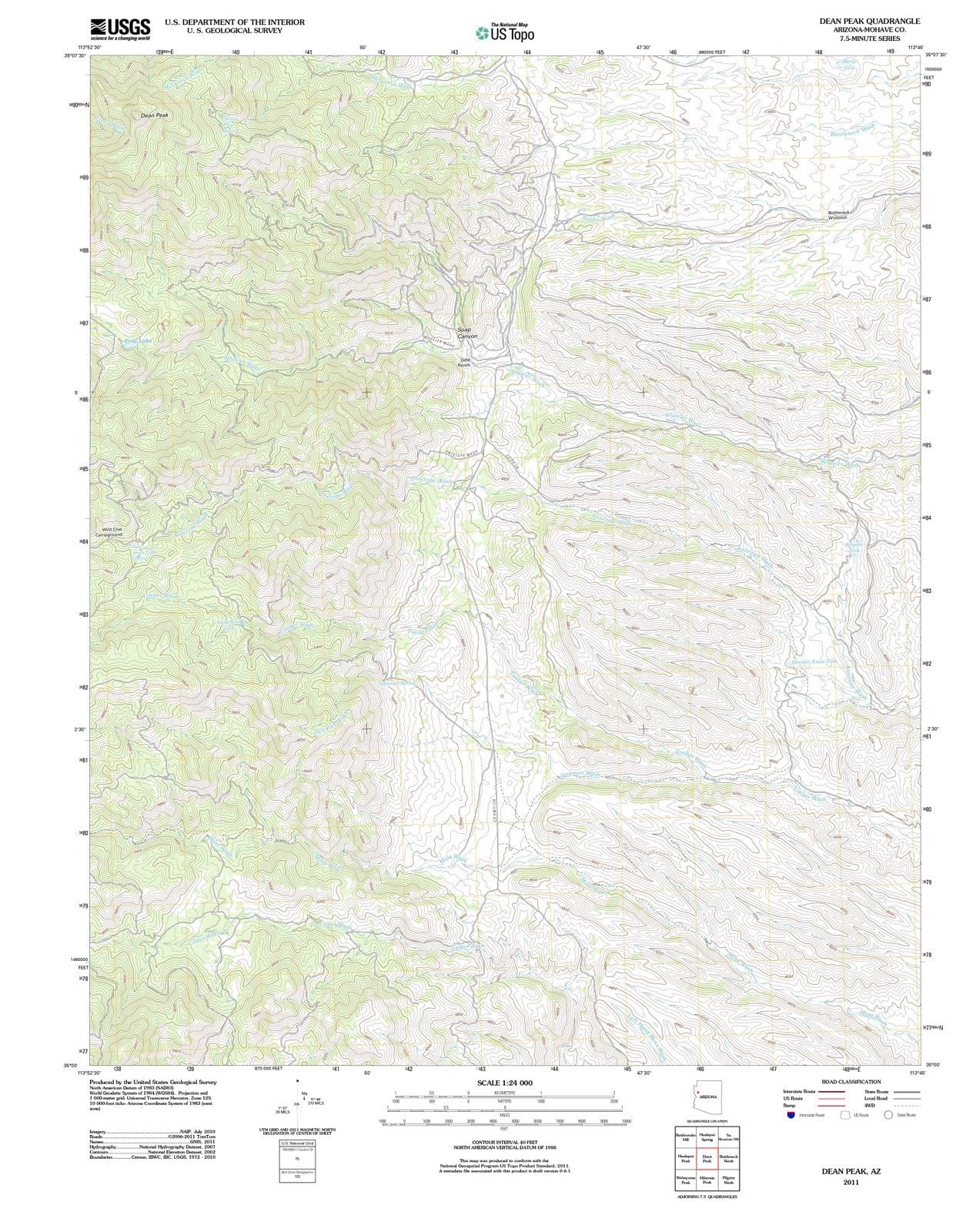 2011 Dean Peak, AZ - Arizona - USGS Topographic Map
