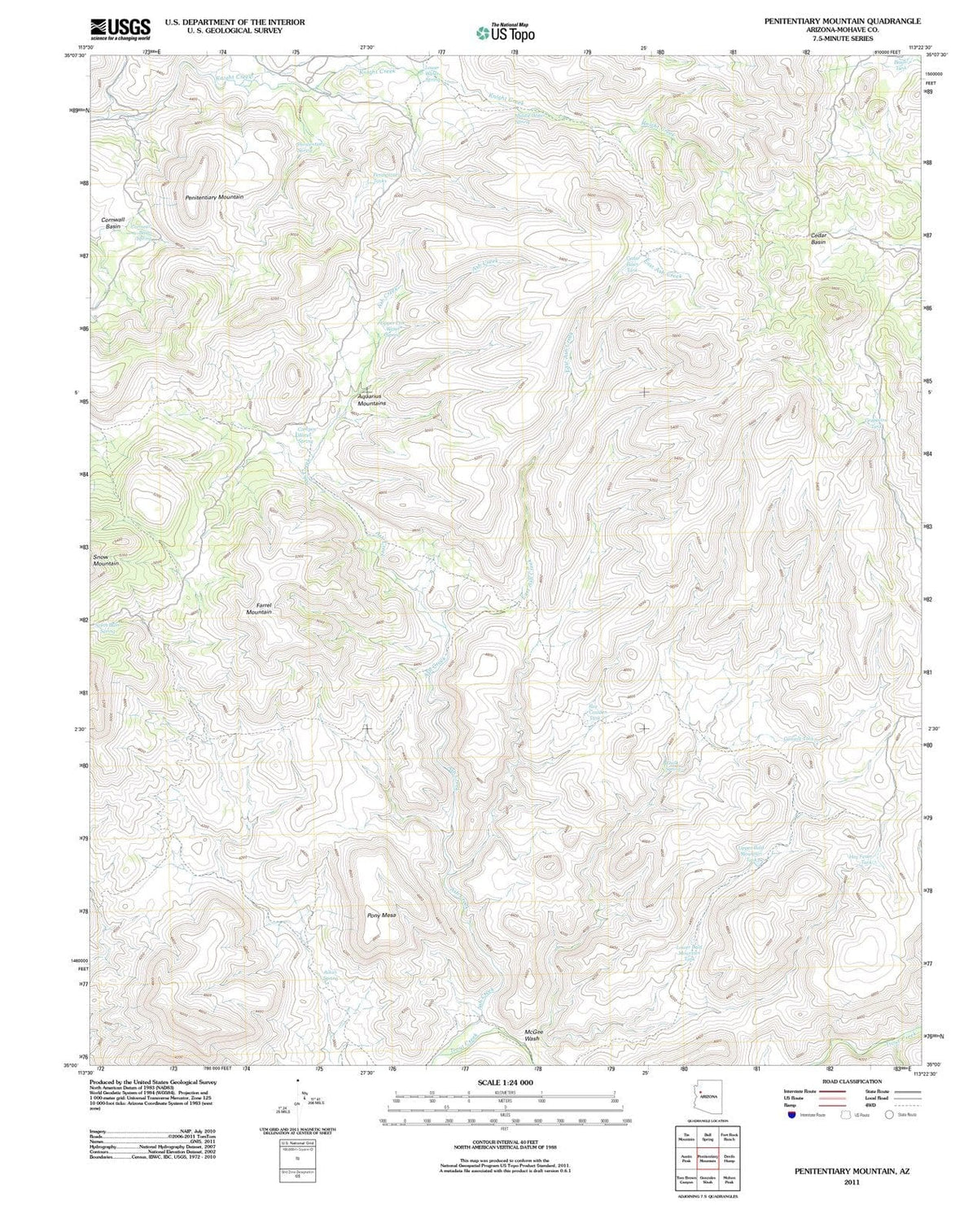 2011 Penitentiary Mountain, AZ - Arizona - USGS Topographic Map