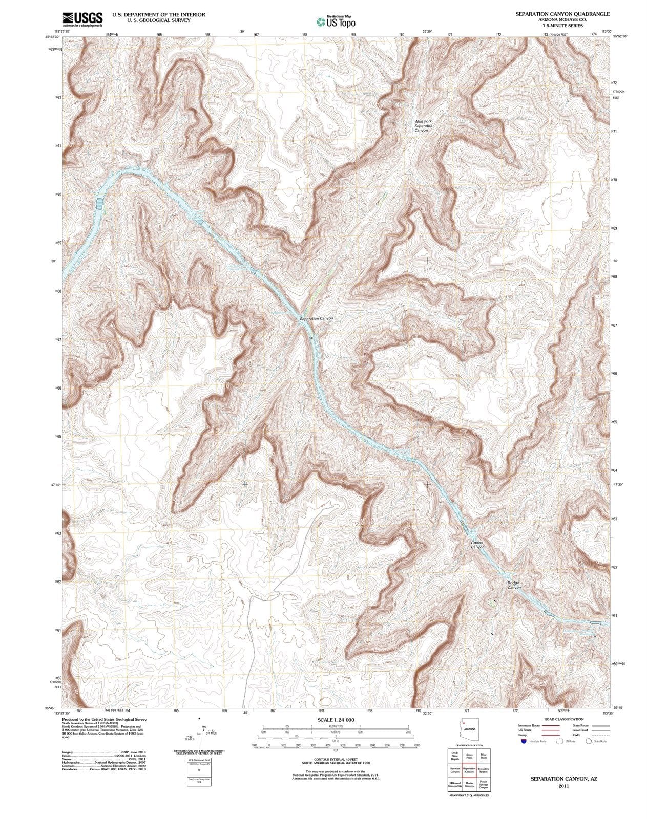 2011 Separation Canyon, AZ - Arizona - USGS Topographic Map