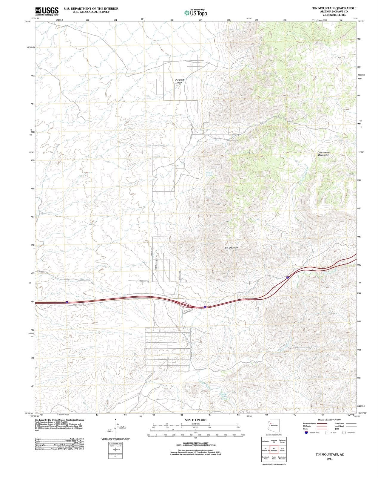 2011 Tin Mountain, AZ - Arizona - USGS Topographic Map