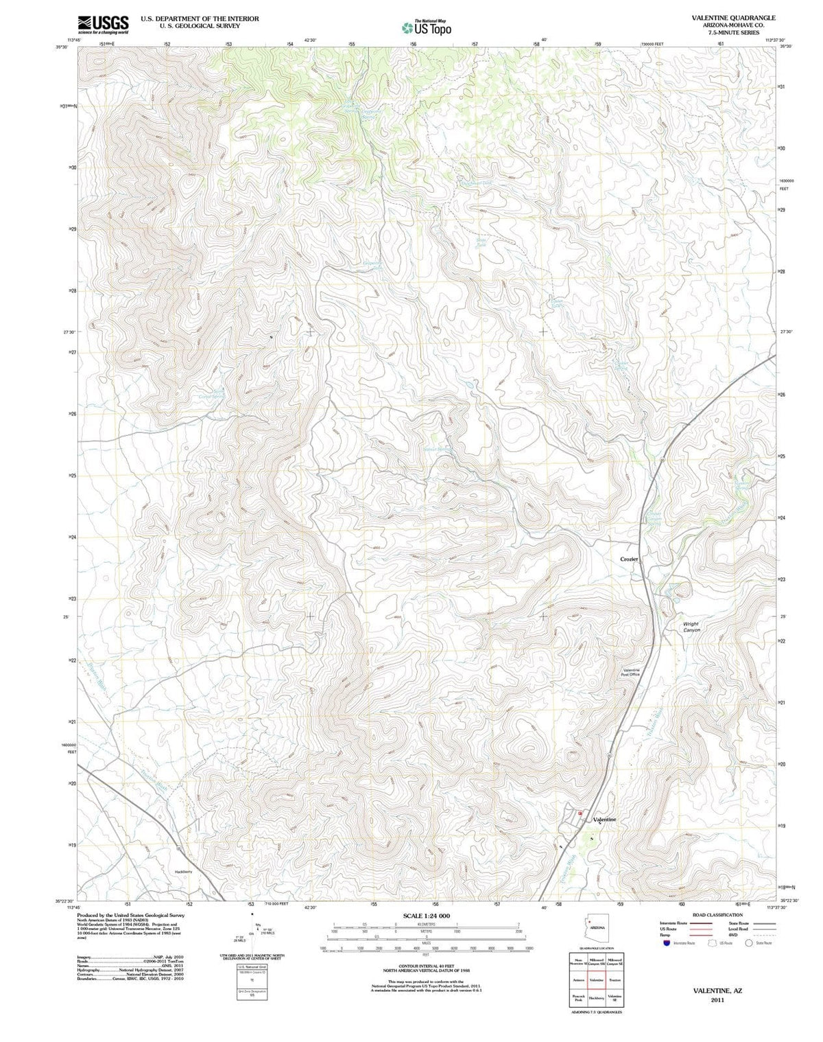 2011 Valentine, AZ - Arizona - USGS Topographic Map