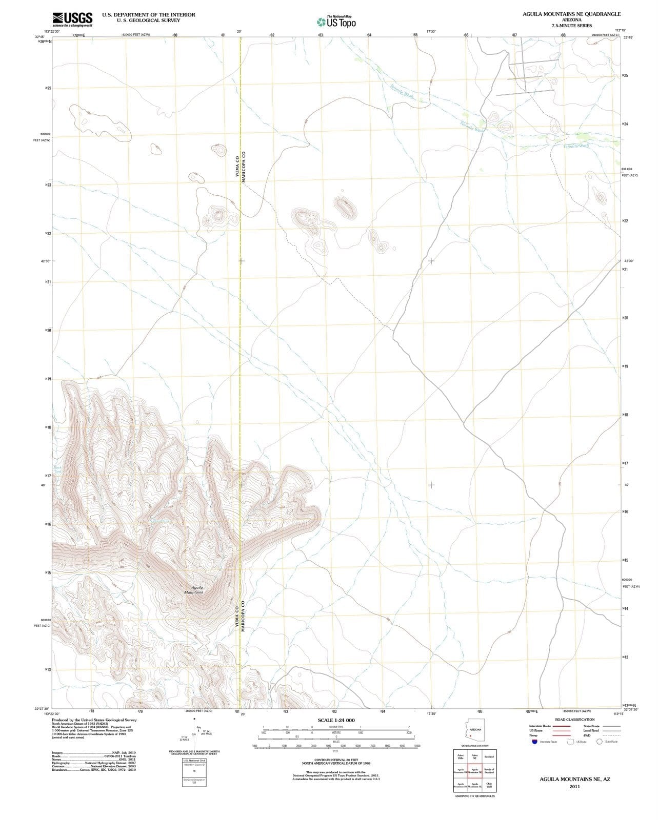 2011 Aguila Mountains, AZ - Arizona - USGS Topographic Map